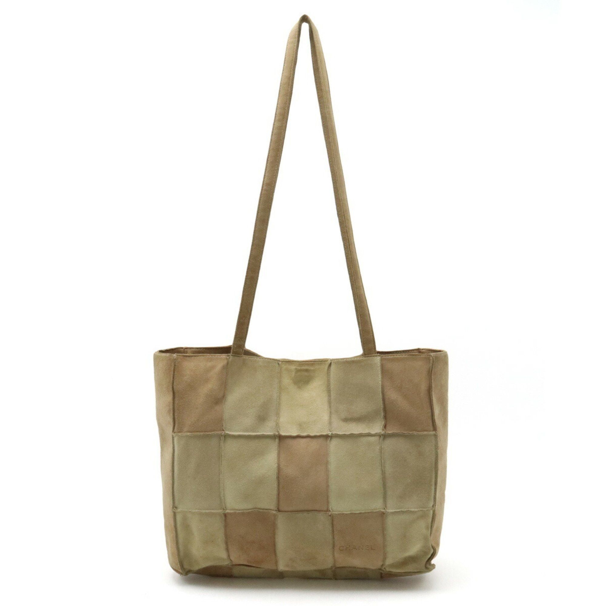 image of Chanel Patchwork Tote Bag Shoulder Suede Beige, Women's