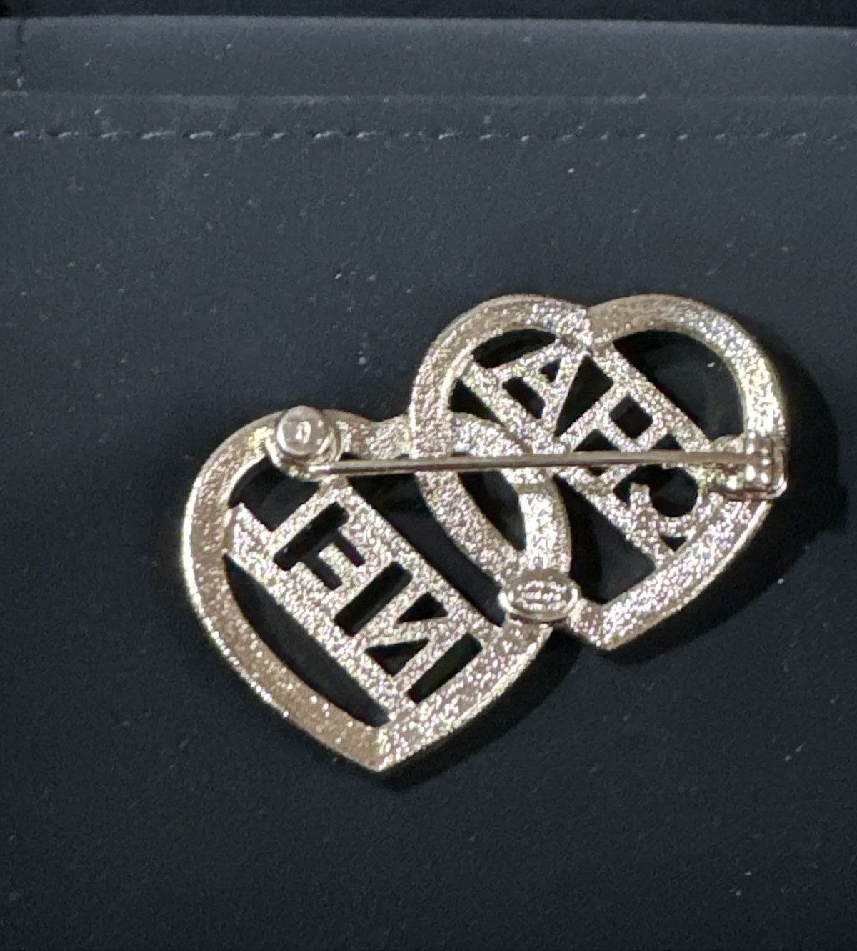 Chanel Chanel Crystal Double Heart Logo Brooch Gold Tone C23B Size ONE SIZE - 2 Thumbnail