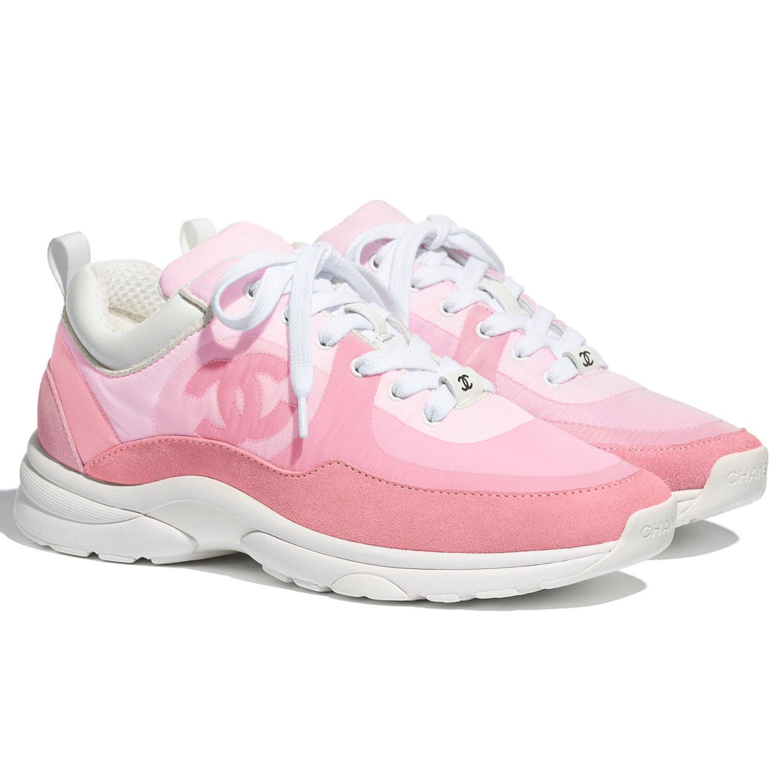 Chanel Chanel Mens 21C Pink Suede Leather CC Logo Lace Low Top Size US 10 / EU 43 - 3 Thumbnail