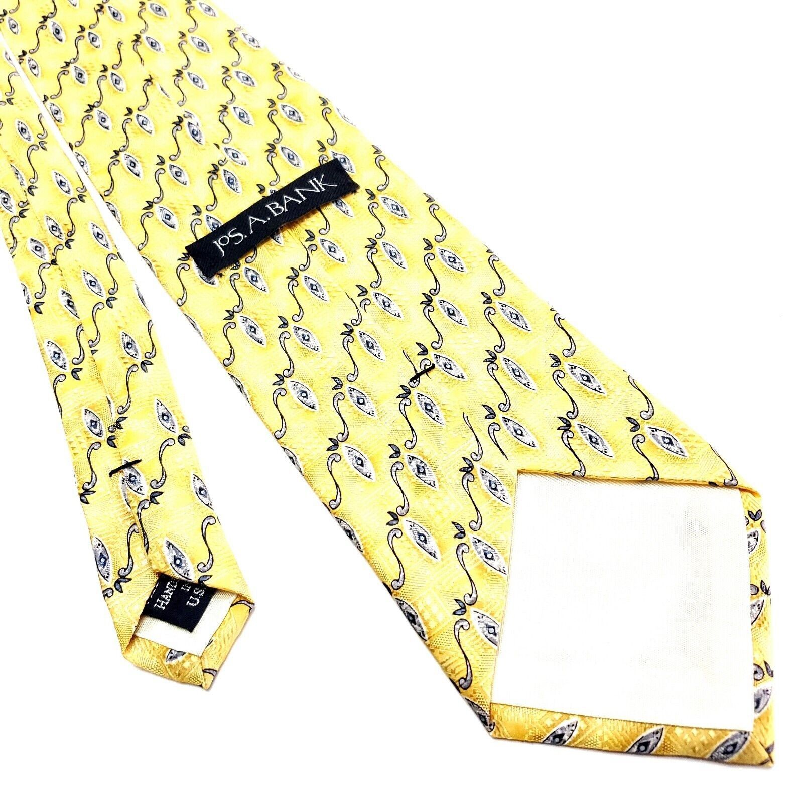 Jos. A. Bank Jos A Bank Yellow Silk Tie Woven Wide Graphic Striped Size ONE SIZE - 3 Thumbnail