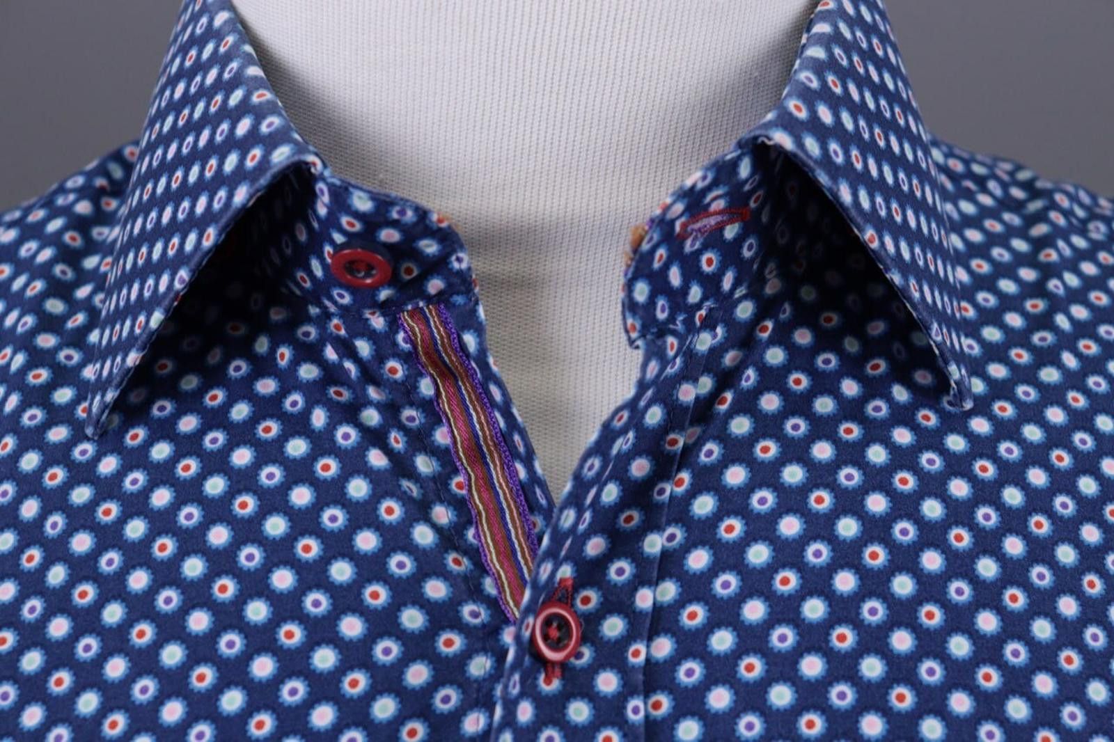 Designer CLAUDIO LUGLI Blue Dotted Button Down Shirt Size M Size US M / EU 48-50 / 2 - 4 Thumbnail