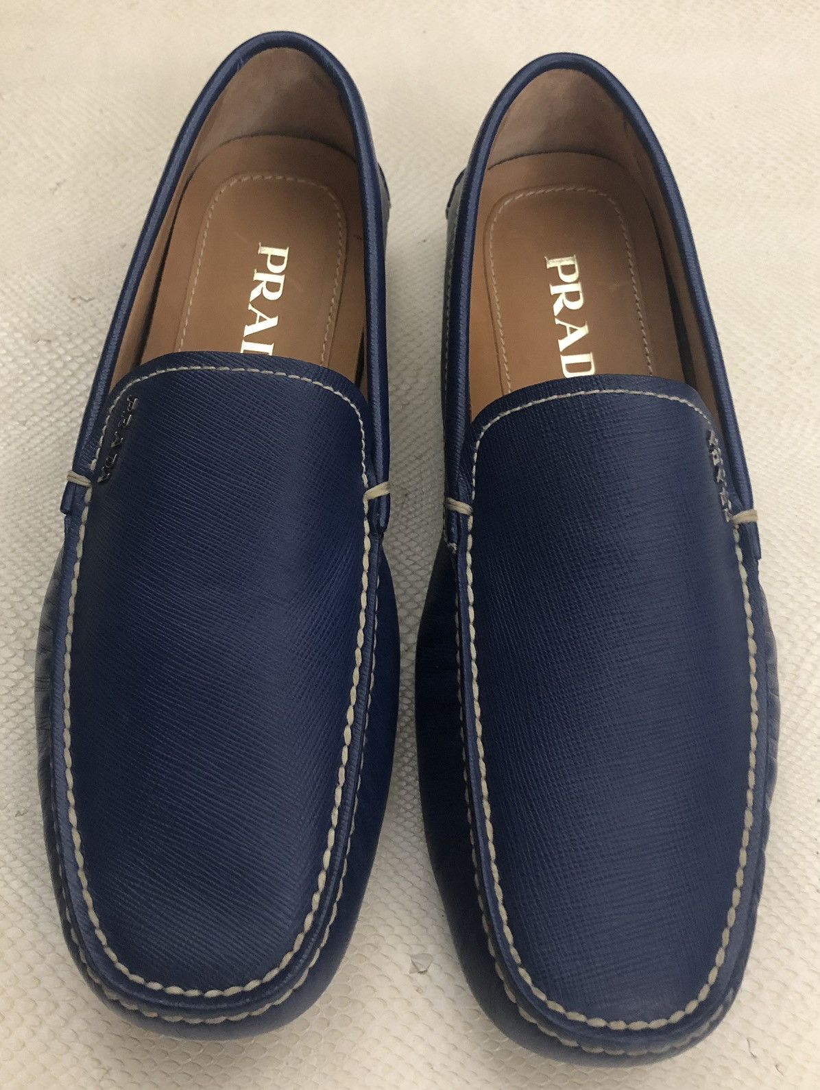 Prada Prada 🇮🇹 bluette saffiano leather Prada vamp slip on 7 NEW Size US 7 / EU 40 - 4 Thumbnail