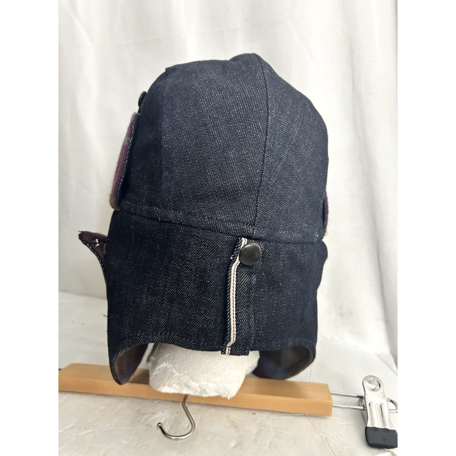 J Brand Marauder Trapper Hat Men Denim Blue Lined Dark Wash Size M/Medium Size ONE SIZE - 7 Thumbnail