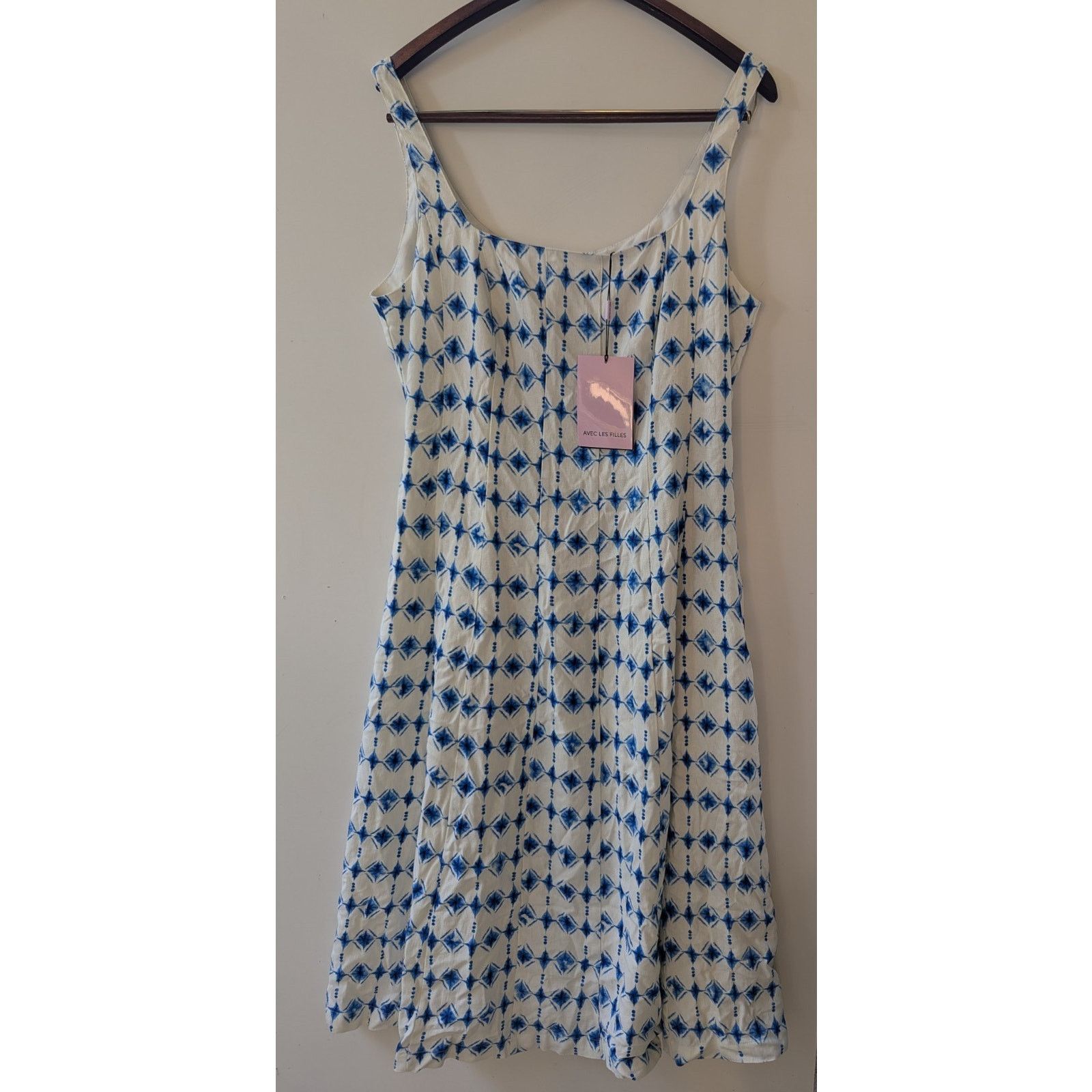 & Other Stories Avec Les Filled Linen Blend Dress Blue White sz L New $165 Size L / US 10 / IT 46 - 1 Thumbnail