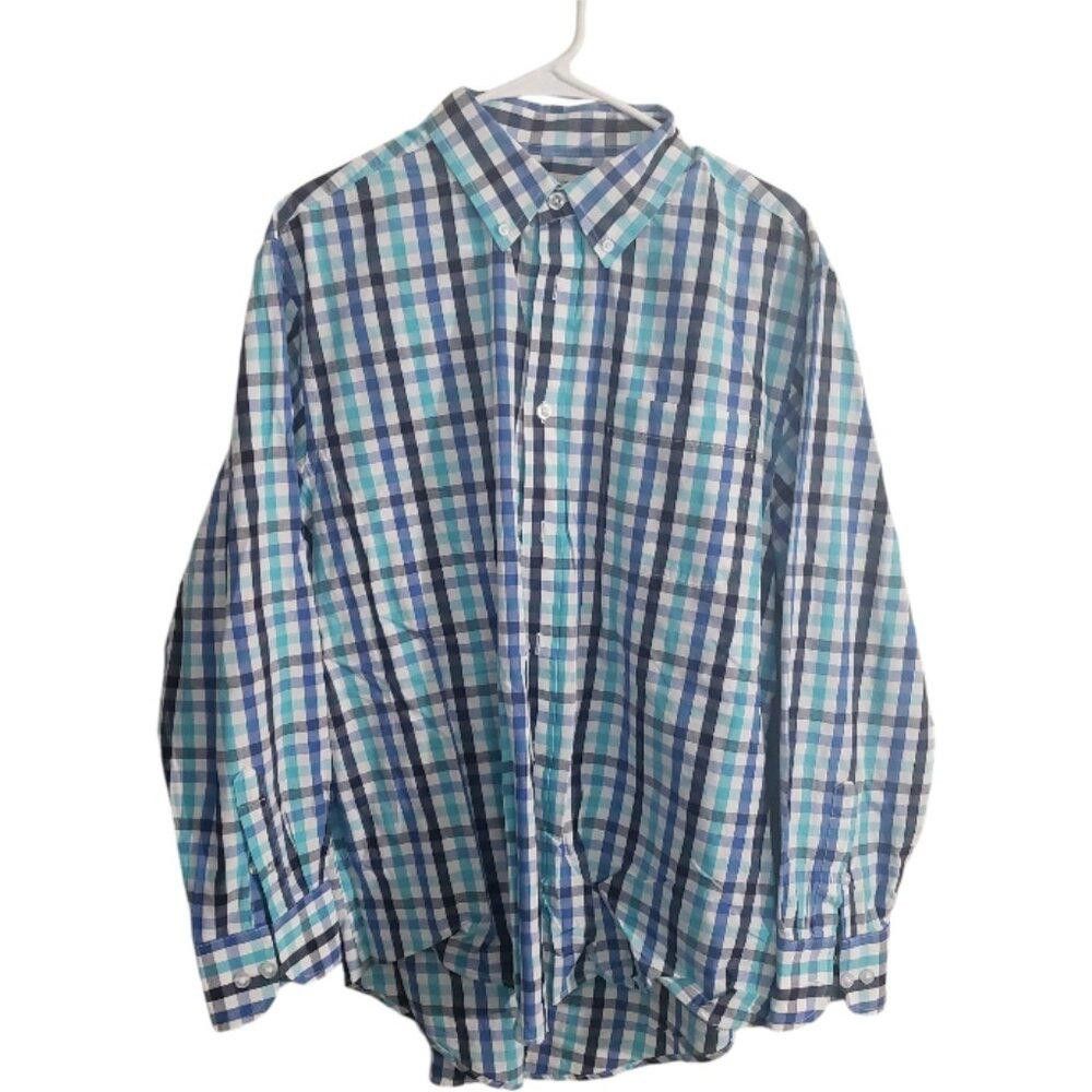 Designer CT1885 Peter Christian Aqua & Blue Long Sleeve Shirt XL Size 44R - 1 Thumbnail