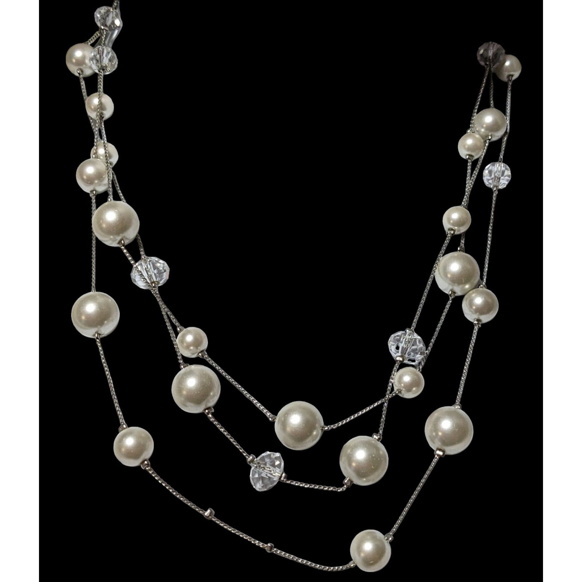 Other Silver Faux Pearl Multilayer Beaded Floating Necklace Size ONE SIZE - 2 Thumbnail