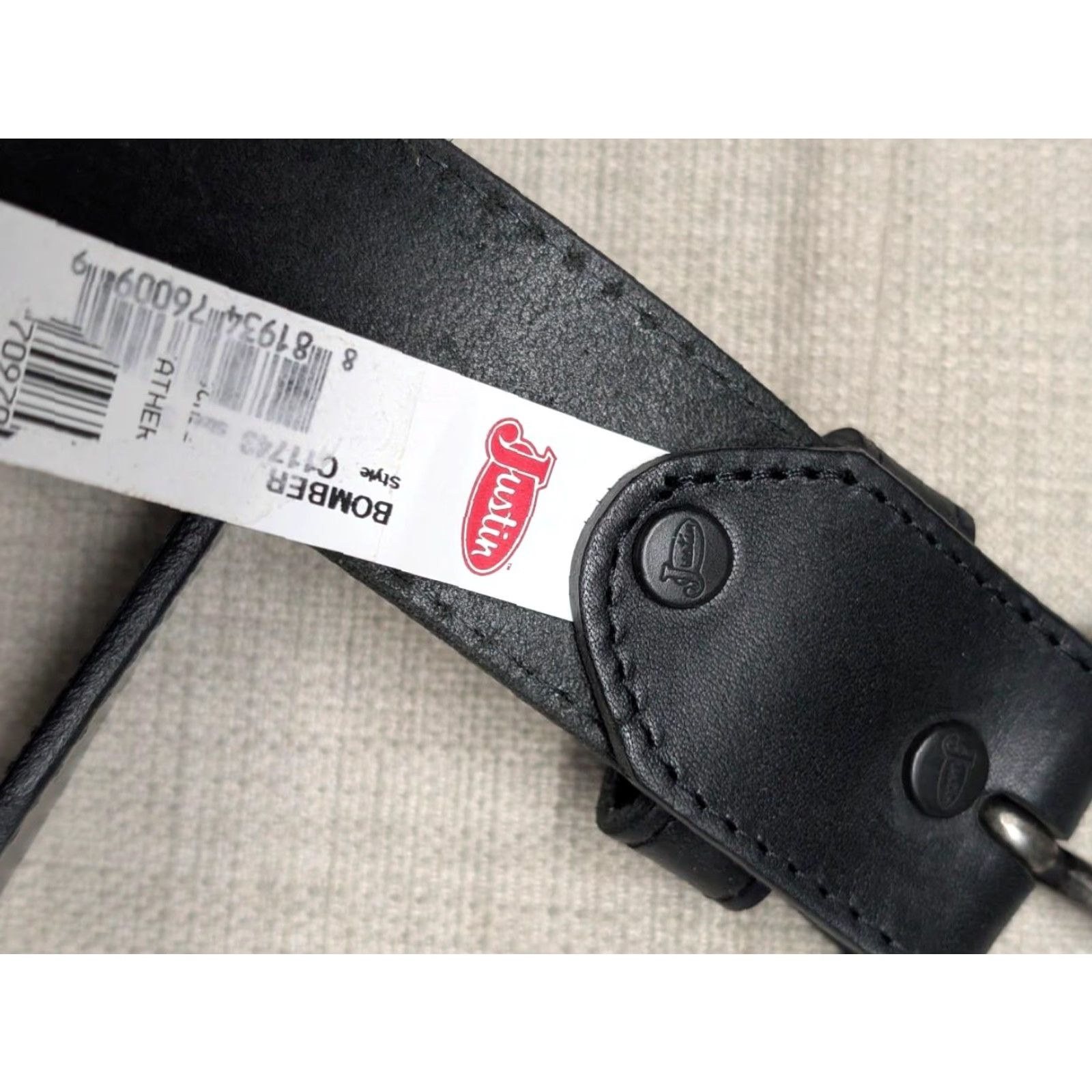 Vintage VINTAGE Justin belt 34 black leather WESTERN belt Mens western belt with buckle snaps USA Made 1-5/8" wide solid leather belt 33/34 Size 34 - 6 Thumbnail