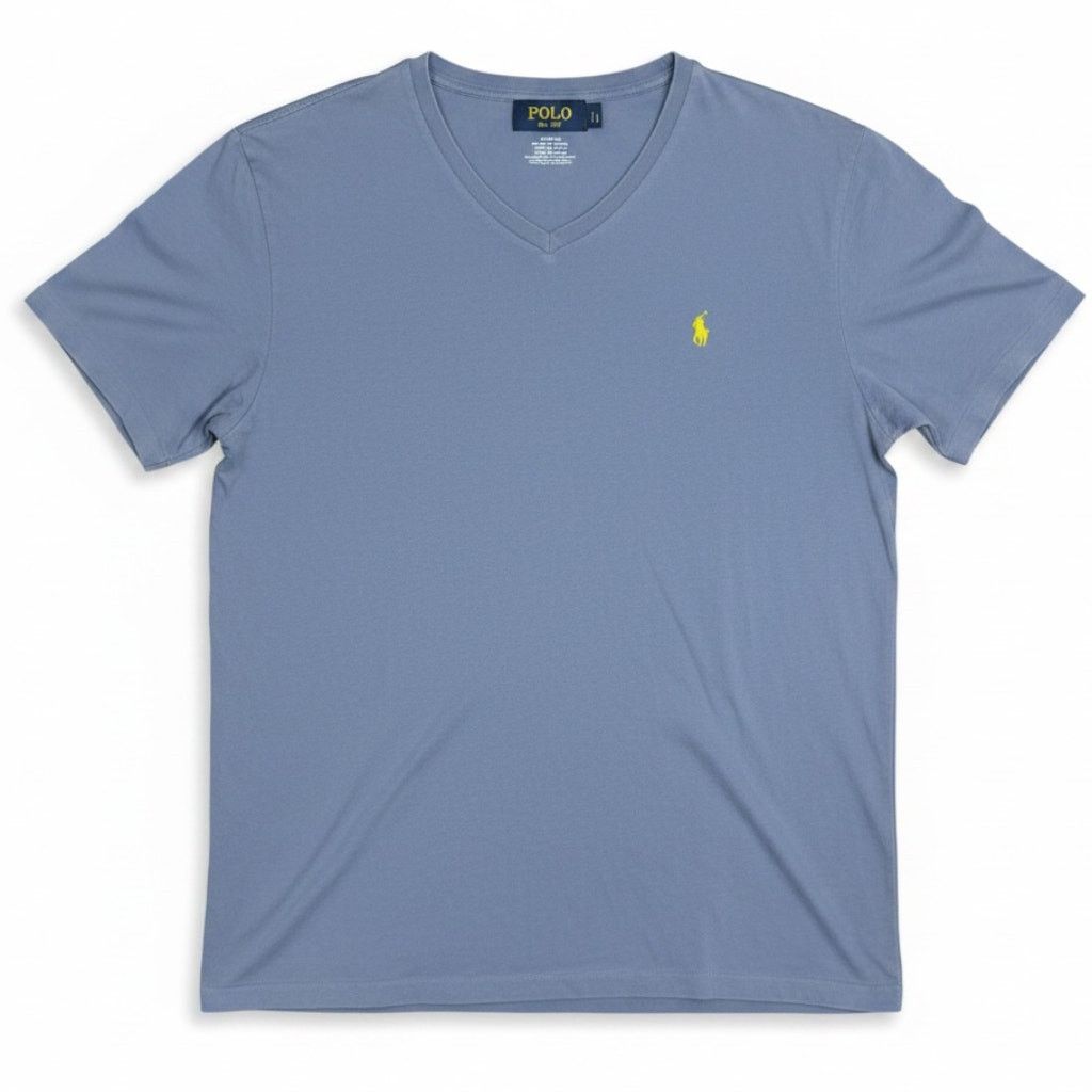 Polo Ralph Lauren Polo Ralph Lauren Mens Large 100% Cotton Blue V-Neck T-Shirt Size US L / EU 52-54 / 3 - 1 Thumbnail