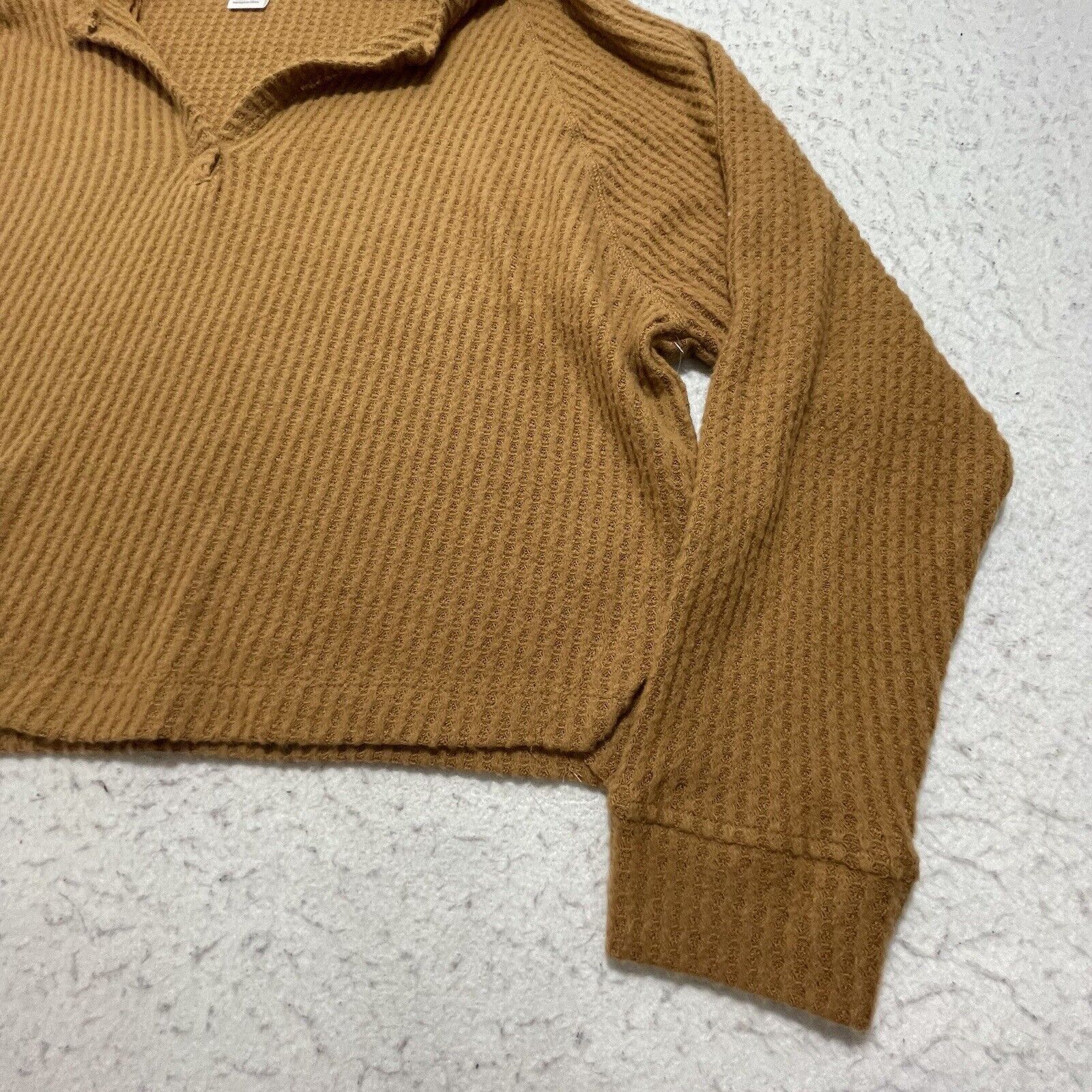 Nordstrom Abound Pullover Sweater Brown Long Sleeve Notch Neck Knit Size L / US 10 / IT 46 - 3 Thumbnail