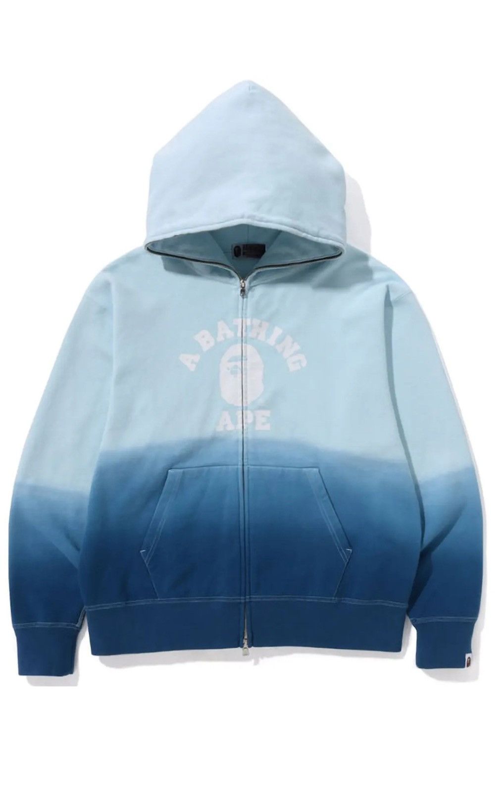 image of Bape Dip Dye Gradient Full Zip College Hoodie in Blue, Men's (Size XL)