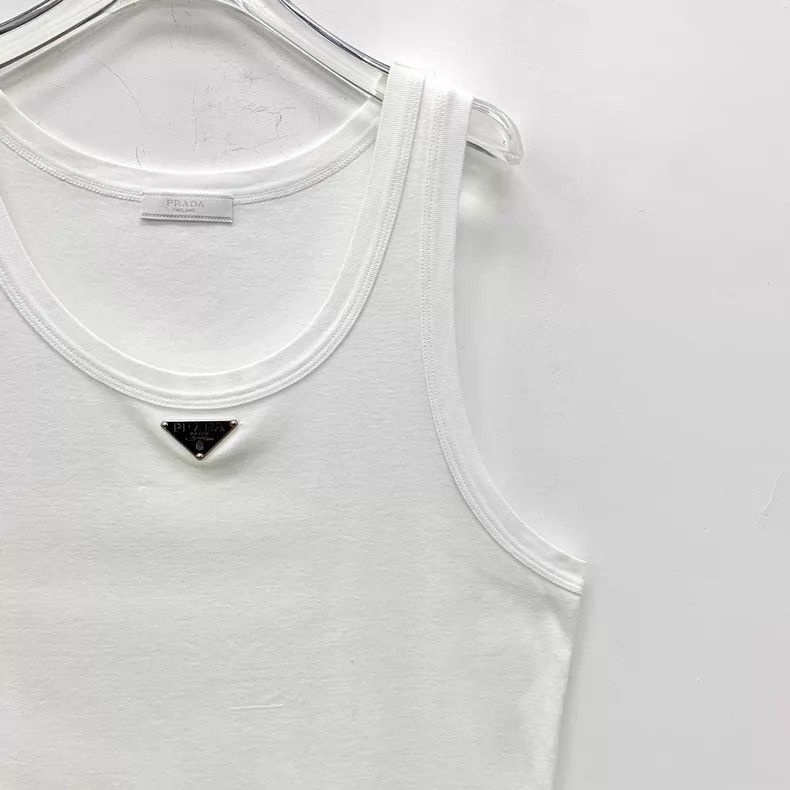 Prada Prada 23 white triangle cotton round-neck sleeveless vest Size M / US 6-8 / IT 42-44 - 3 Thumbnail
