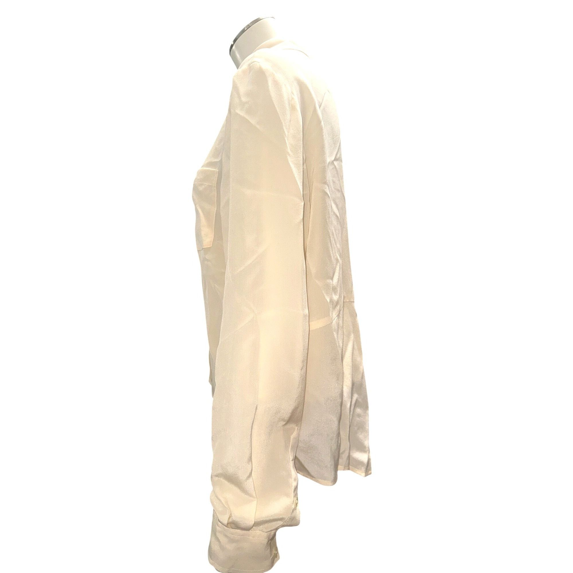 Other Moda International Large Ivory Sheer Silk Blouse Slit Back C Size L / US 10 / IT 46 - 7 Thumbnail