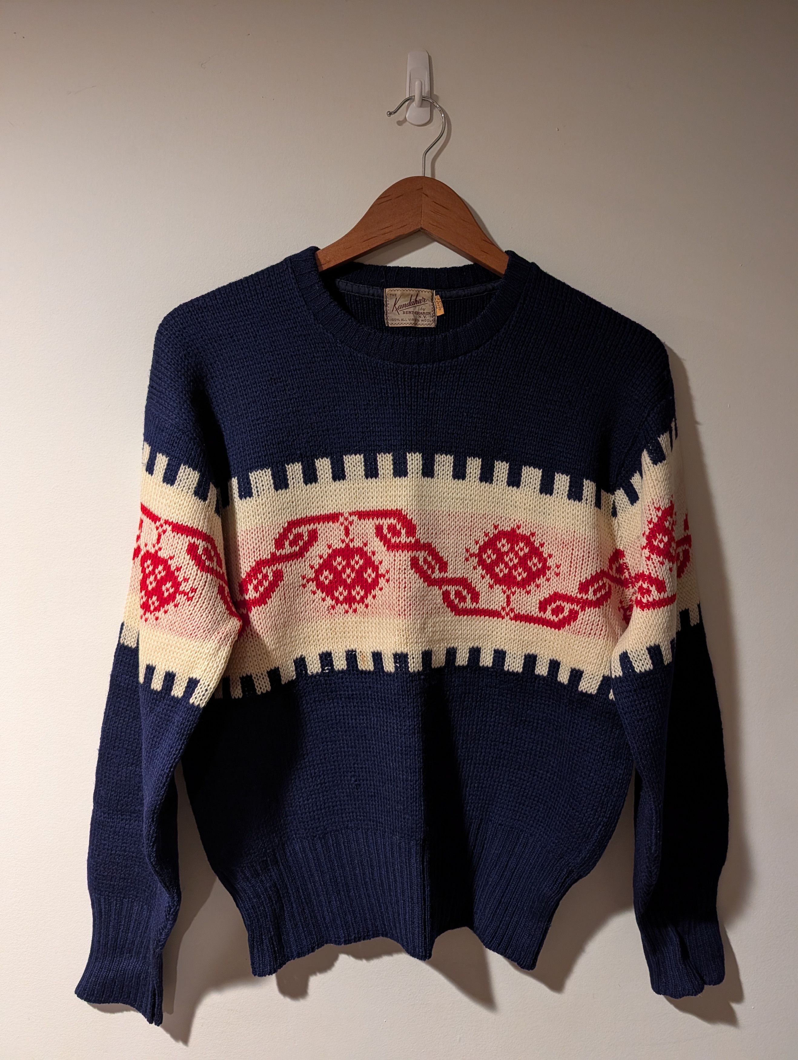 Vintage Vintage 60s Kandahan Bert Charon Virgin Wool Knitted Sweater Size US M / EU 48-50 / 2 - 1 Thumbnail