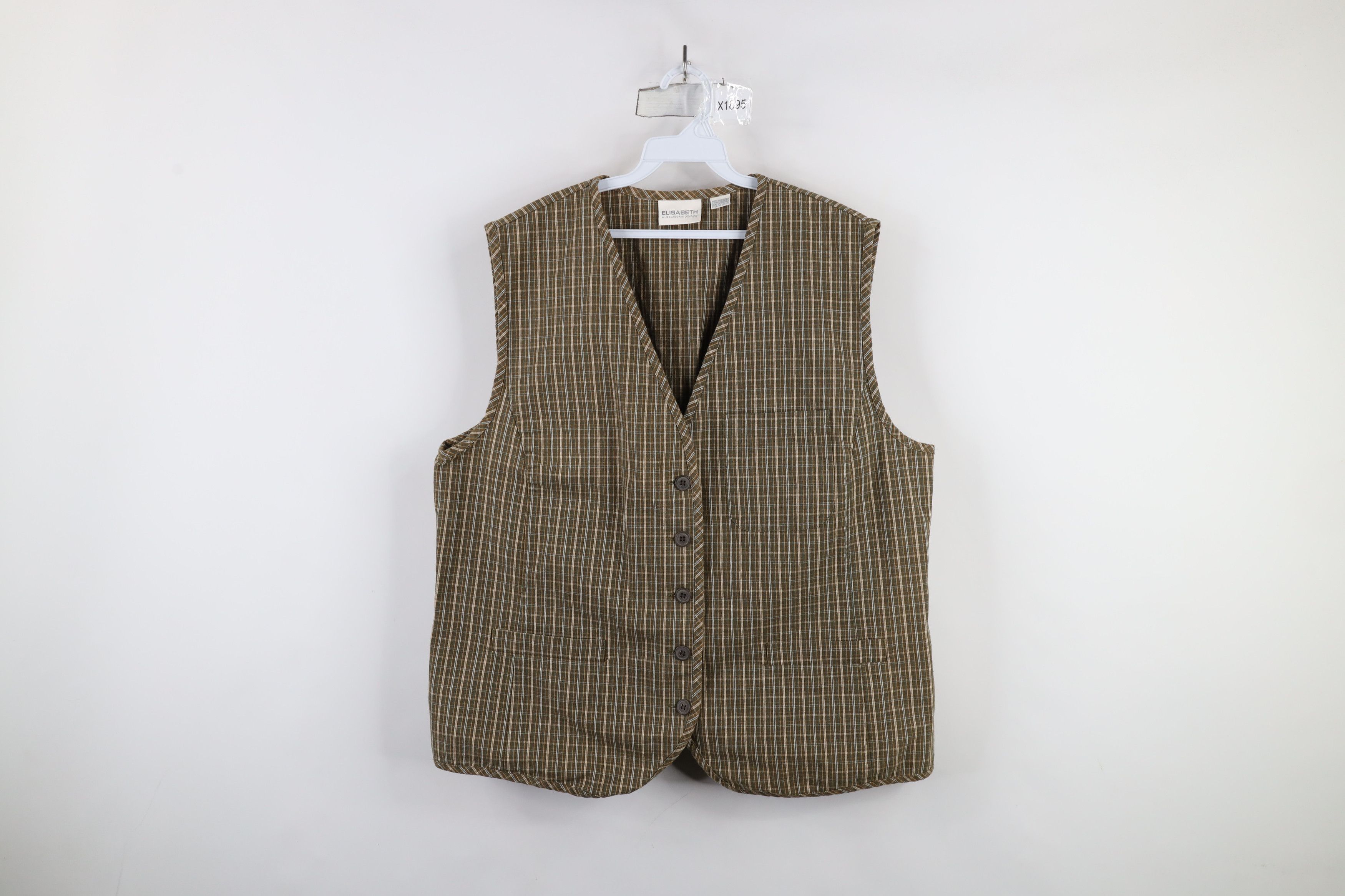 Vintage Vintage 90s Streetwear Checkered Plaid Tie Back Vest Jacket Size XL / US 12-14 / IT 48-50 - 1 Thumbnail