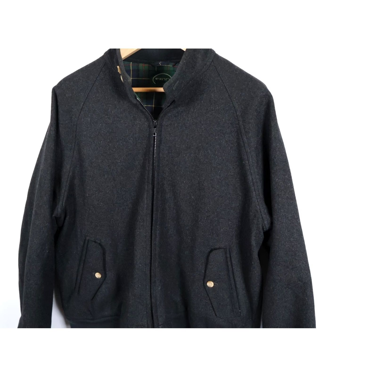 Izod VINTAGE IZOD Wool Bomber Jacket Mens Large Dark Gray Full Zip Tartan Plaid Lined Preppy Size US L / EU 52-54 / 3 - 4 Thumbnail