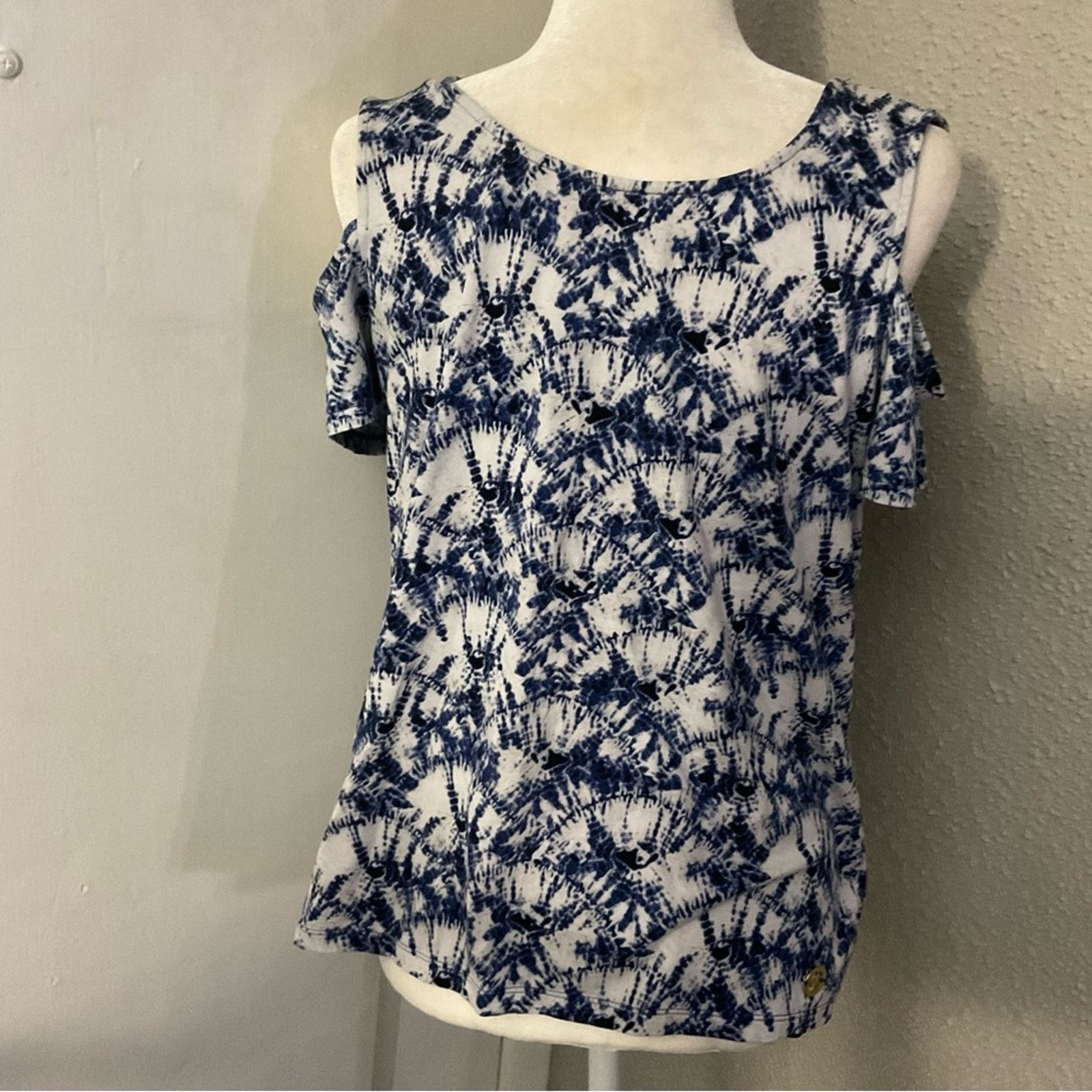 Michael Kors MICHAEL Michael Kors Midnight Blue Floral Short Sleeve L Size L / US 10 / IT 46 - 2 Thumbnail