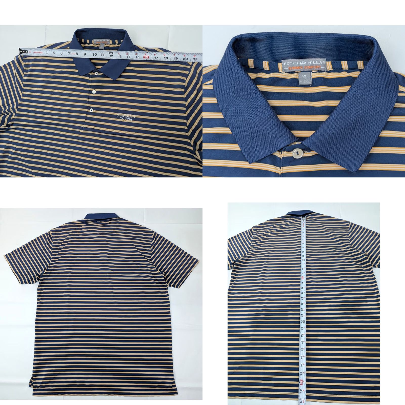 Peter Millar Peter Millar Summer Comfort Polo Shirt Men XL Striped Shark Tooth Golf EUC Yellow Blue Multicolor Polo Shirt Mens Size US XL / EU 56 / 4 - 8 Thumbnail
