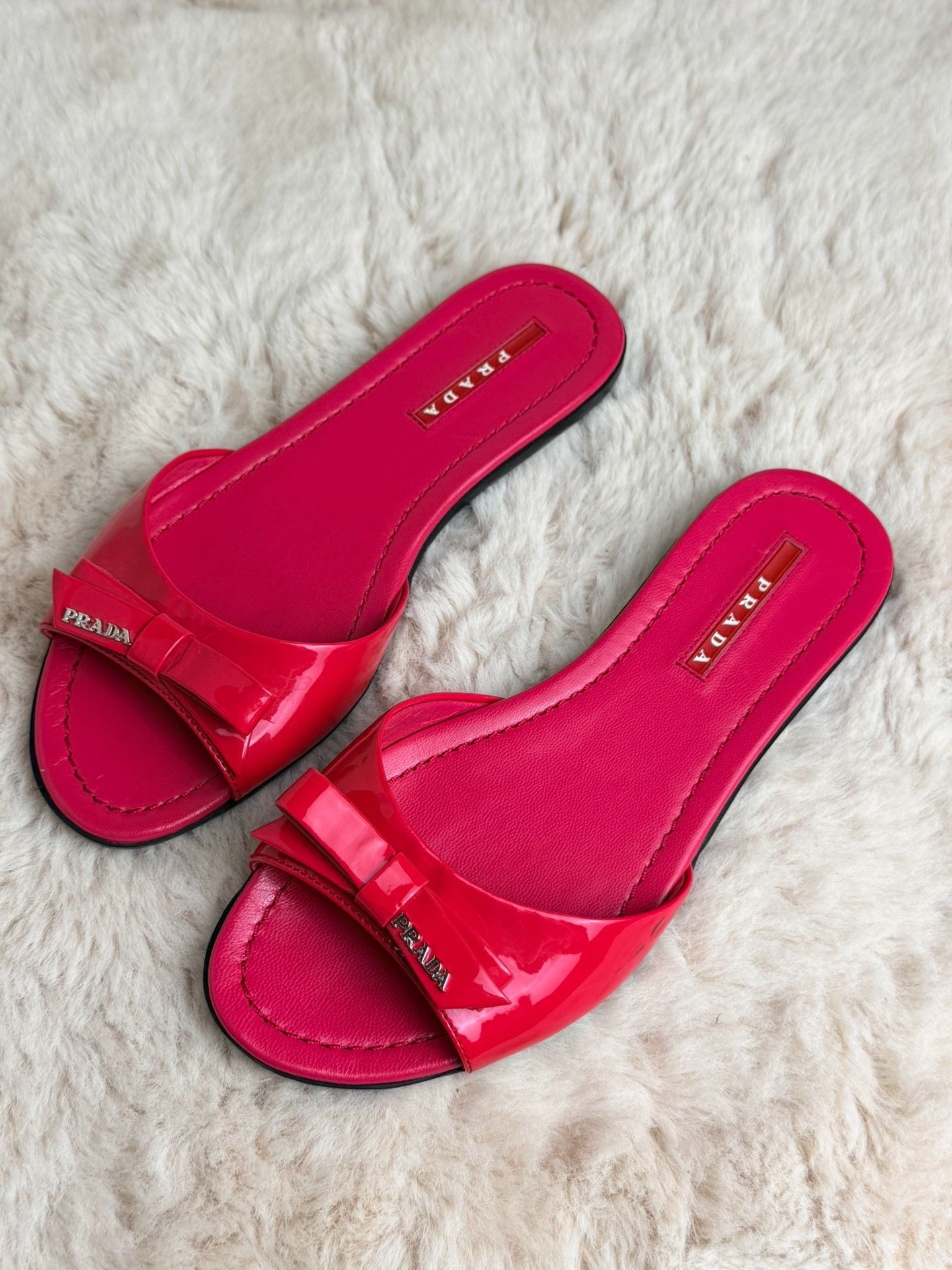 Prada Prada Patent Red Sandals us_5 Women Size US 5 / IT 35 - 1 Thumbnail