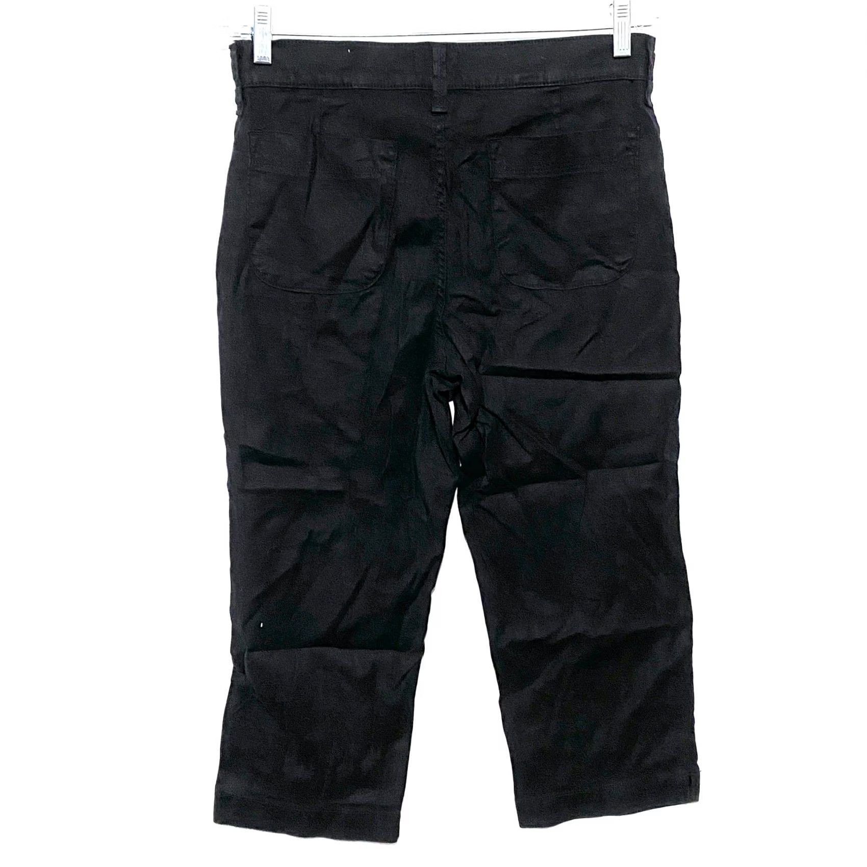 NYDJ NYDJ Black Linen Blend Crop Pants Trousers 6 Lift Tuck Summer Career Chic Womens Size 28" / US 6 / IT 42 - 2 Thumbnail