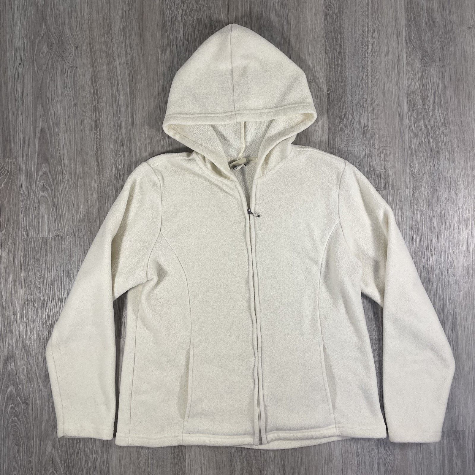 L.L. Bean L.L.Bean Women's Full Zip Fleece Hoodie Cream Midlayer M Size M / US 6-8 / IT 42-44 - 2 Thumbnail