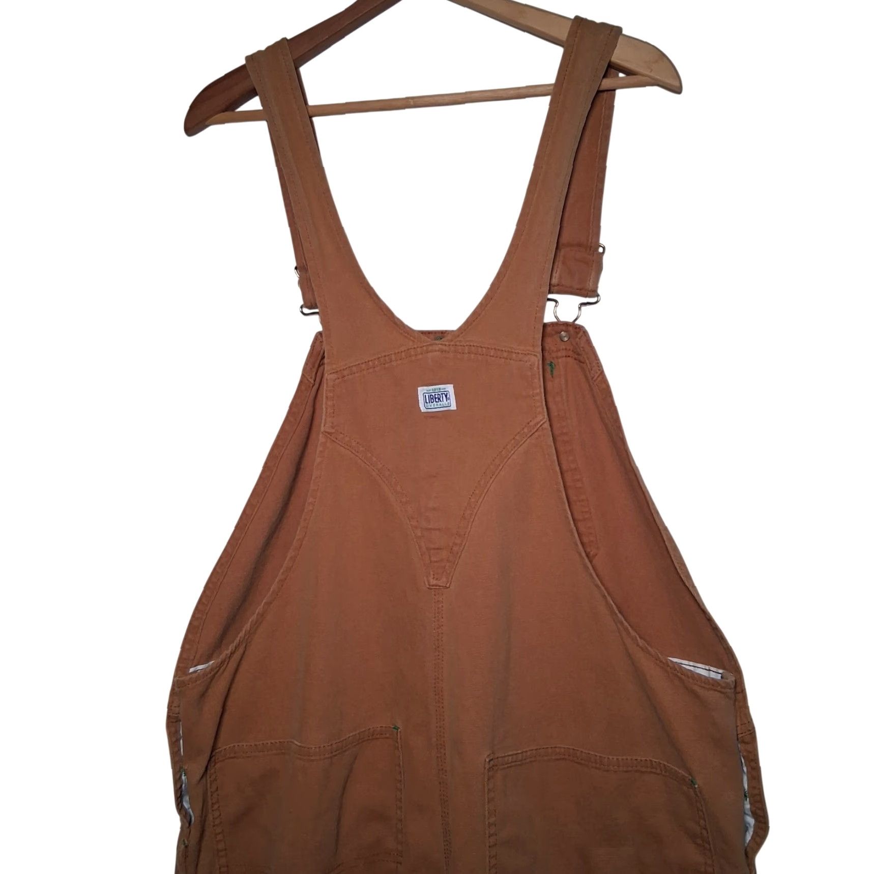 Vintage Liberty Overalls Men 42x28 Brown Canvas Carpenter Work Pants Workwear Bibs Bottoms Size US 42 / EU 58 - 5 Thumbnail
