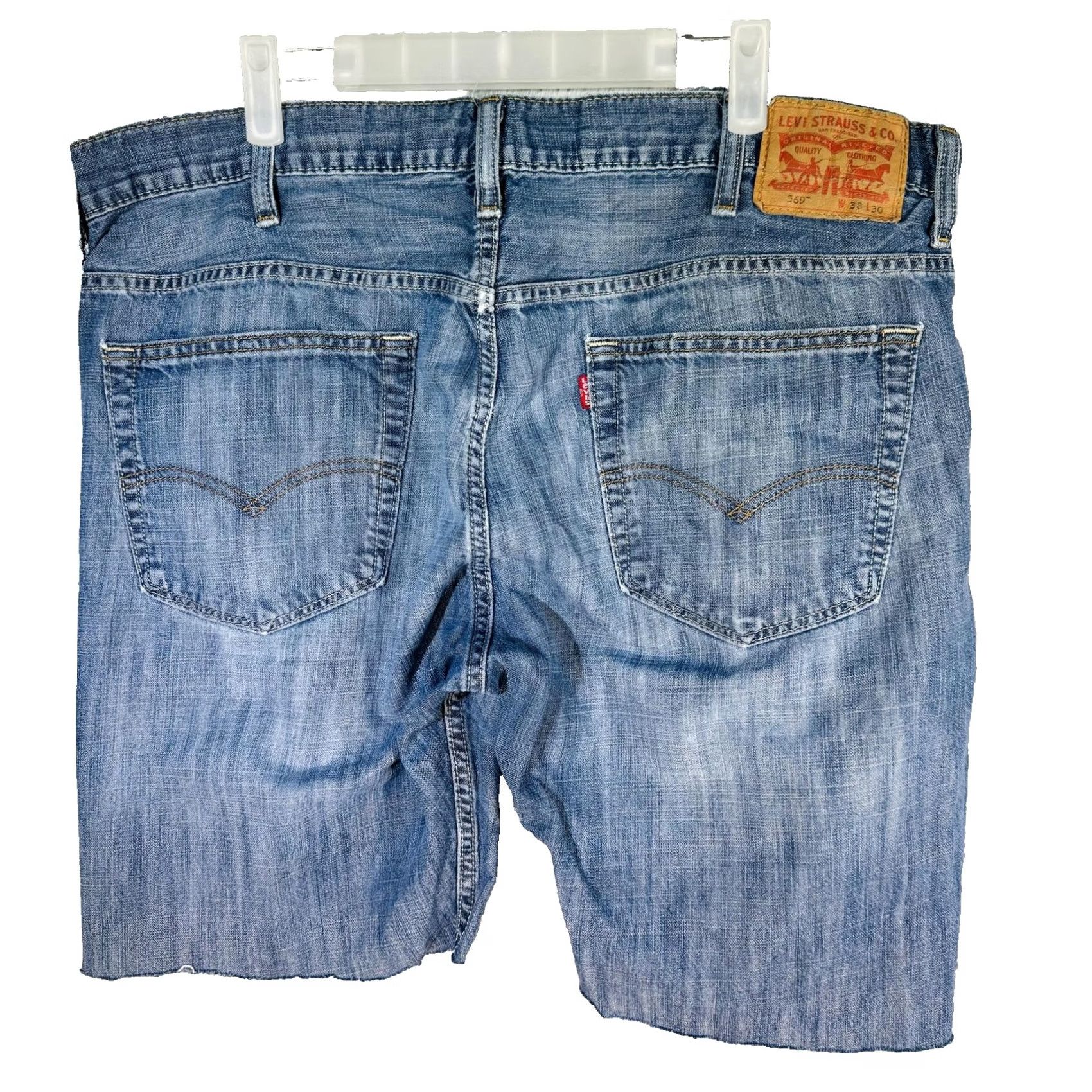 Levi's Levi's 569 Shorts 38 Blue Bermuda Distressed 5-Pocket Zip Fly Raw Hem Casual Mens VINTAGE? Size US 38 / EU 54 - 5 Thumbnail