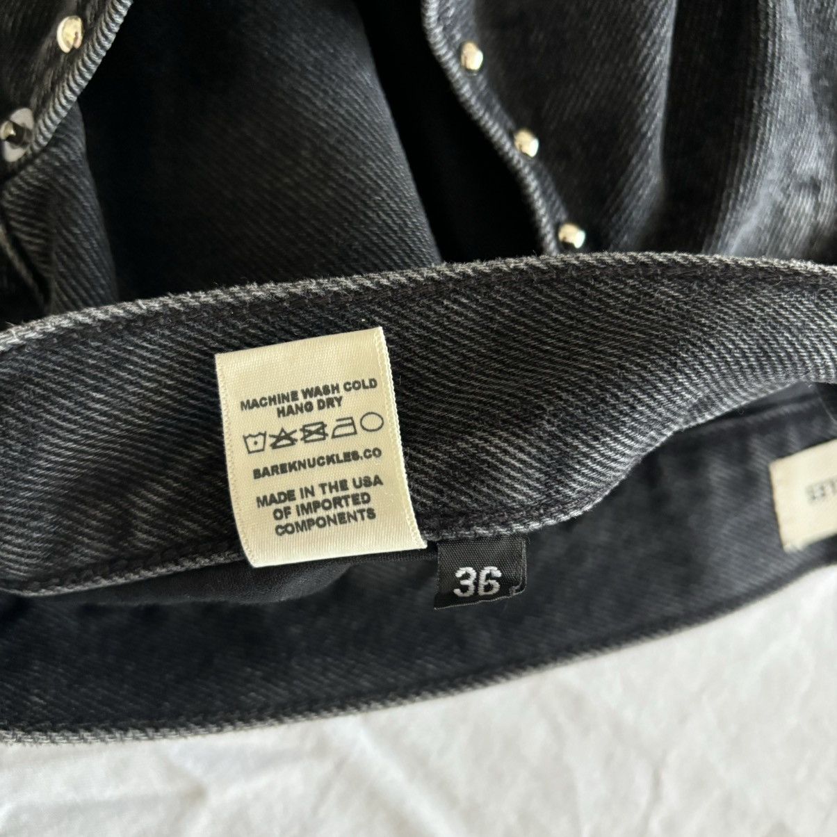 Bare Knuckles Bare Knuckles Studded Serge Loose Bootcut Jeans Washed Black Size US 36 / EU 52 - 6 Thumbnail