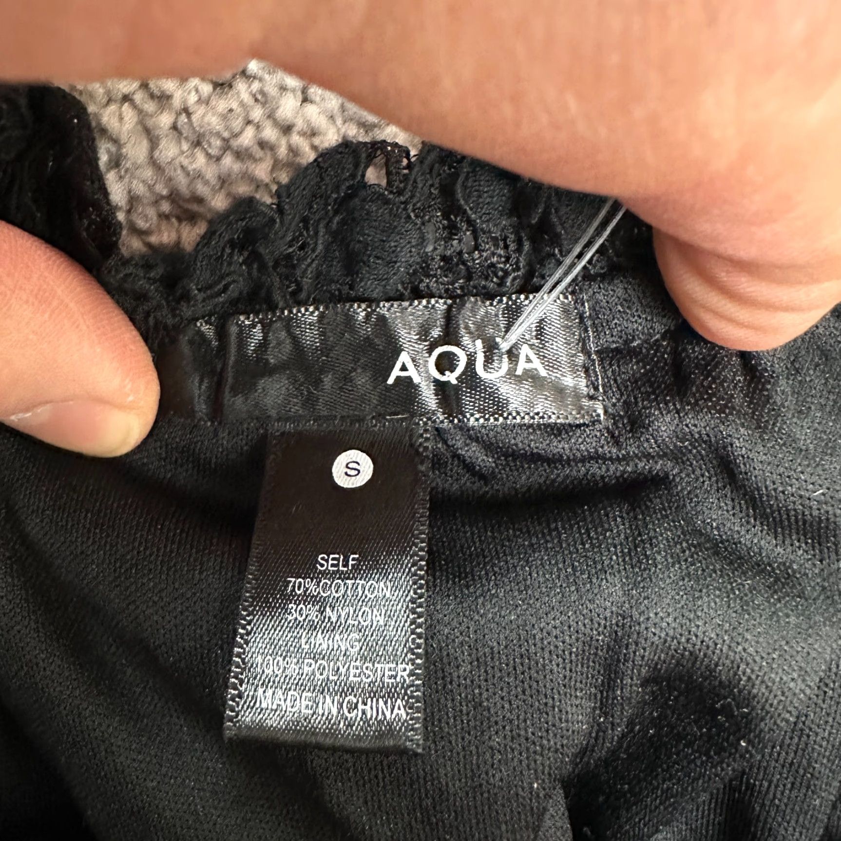AQUA Aqua Shirt Womens Small Black Cropped Lace Off Shoulder Casual Top Size S / US 4 / IT 40 - 6 Thumbnail