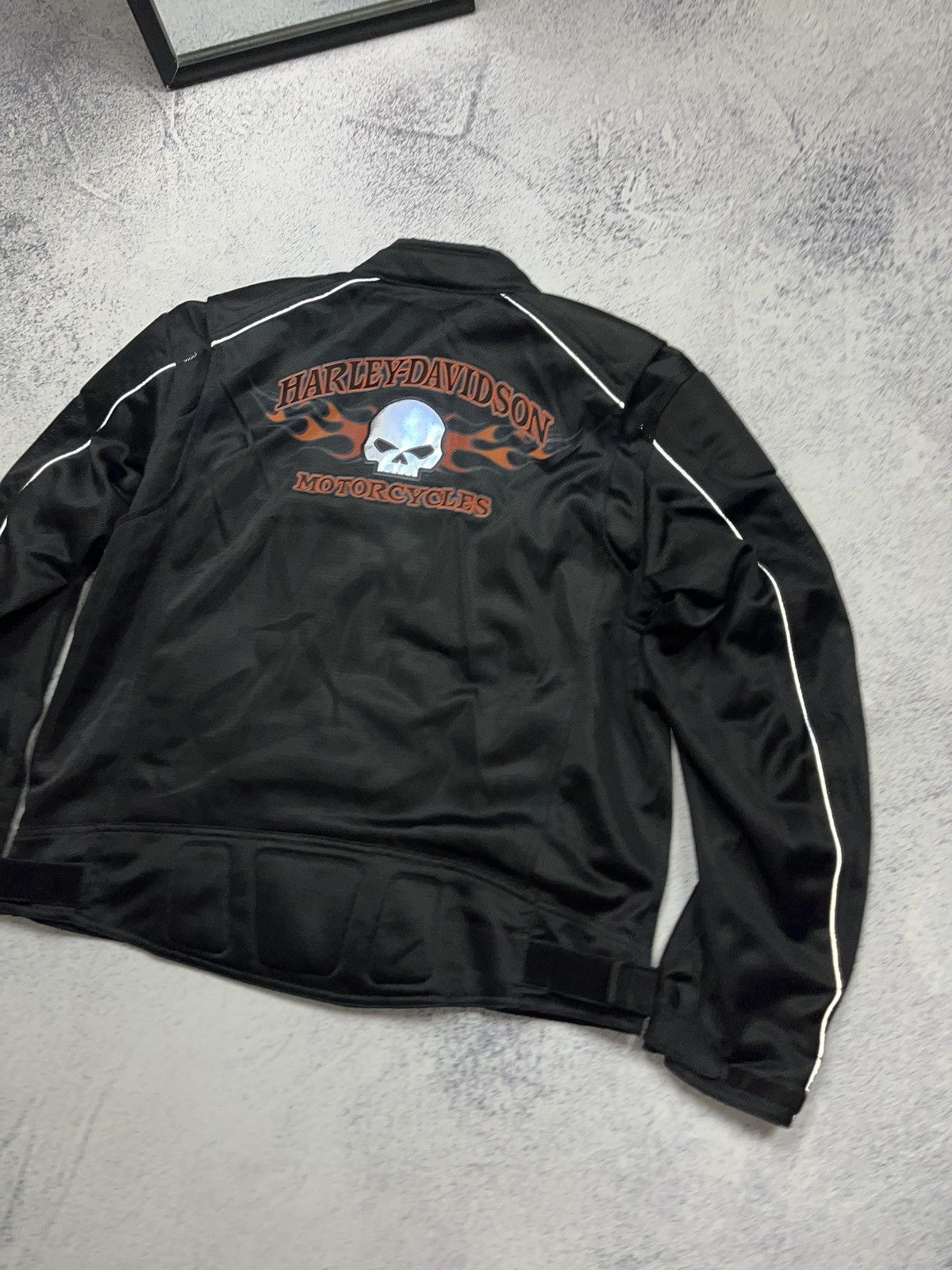 Harley Davidson Flames Harley Davidson Biker Motorcycle Jacket Big Logo Rare Size US L / EU 52-54 / 3 - 13 Thumbnail