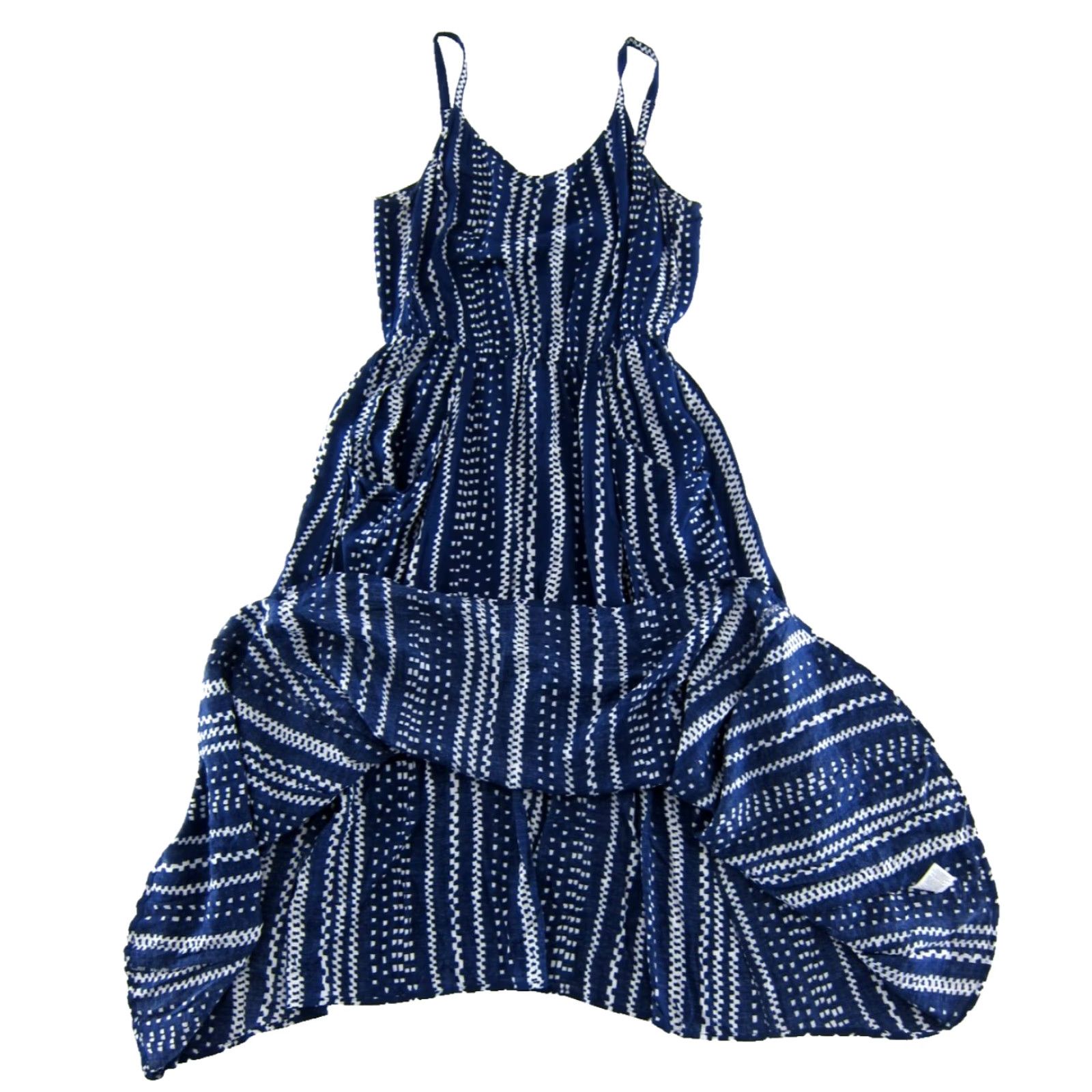 Vintage CAbi Dress Maxi Linen Rayon Blue White Polka Dot Sleeveless Spaghetti Strap Pocket Long Slip Tank M Women's Size M / US 6-8 / IT 42-44 - 4 Thumbnail