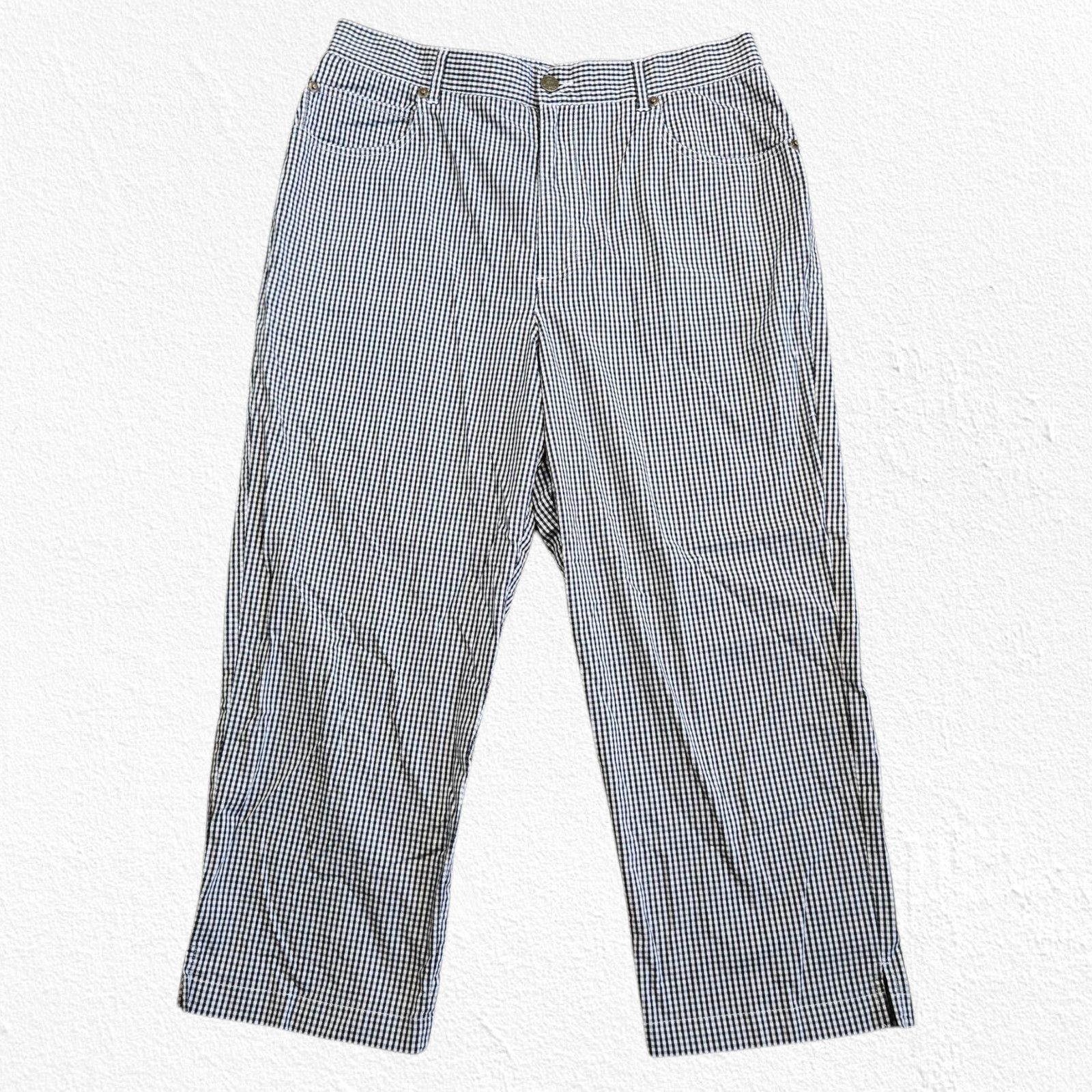 Evan Picone 90s Evan Picone Black White Gingham Cropped Pants Size 12 Size 34" / US 12 / IT 48 - 3 Thumbnail