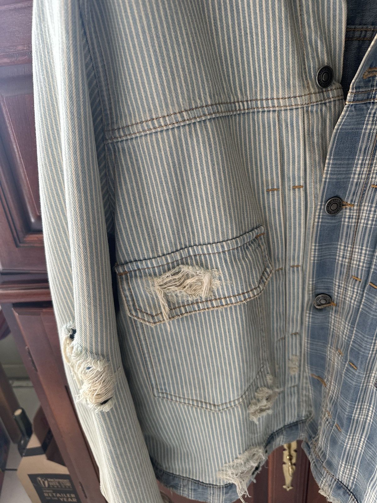 424 424 denim Distressed one zip jacket Size US XL / EU 56 / 4 - 9 Thumbnail