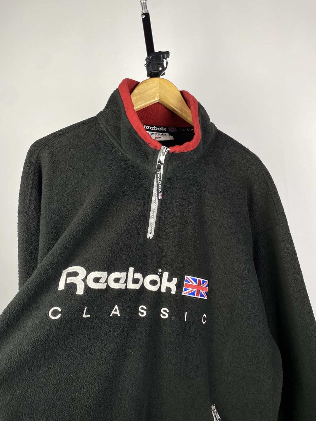 Reebok × Vintage Vintage 90s Reebok BIG LOGO Fleece 1/4 Sweatshirt Size US XL / EU 56 / 4 - 3 Thumbnail