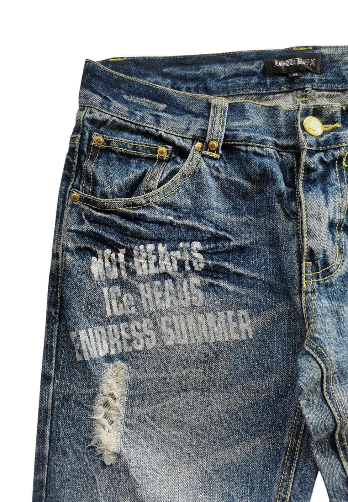 LOWBOX Avantgarde Lowbox Distressed Clawmark Elvis Patches Jeans Size US 31 - 7 Thumbnail
