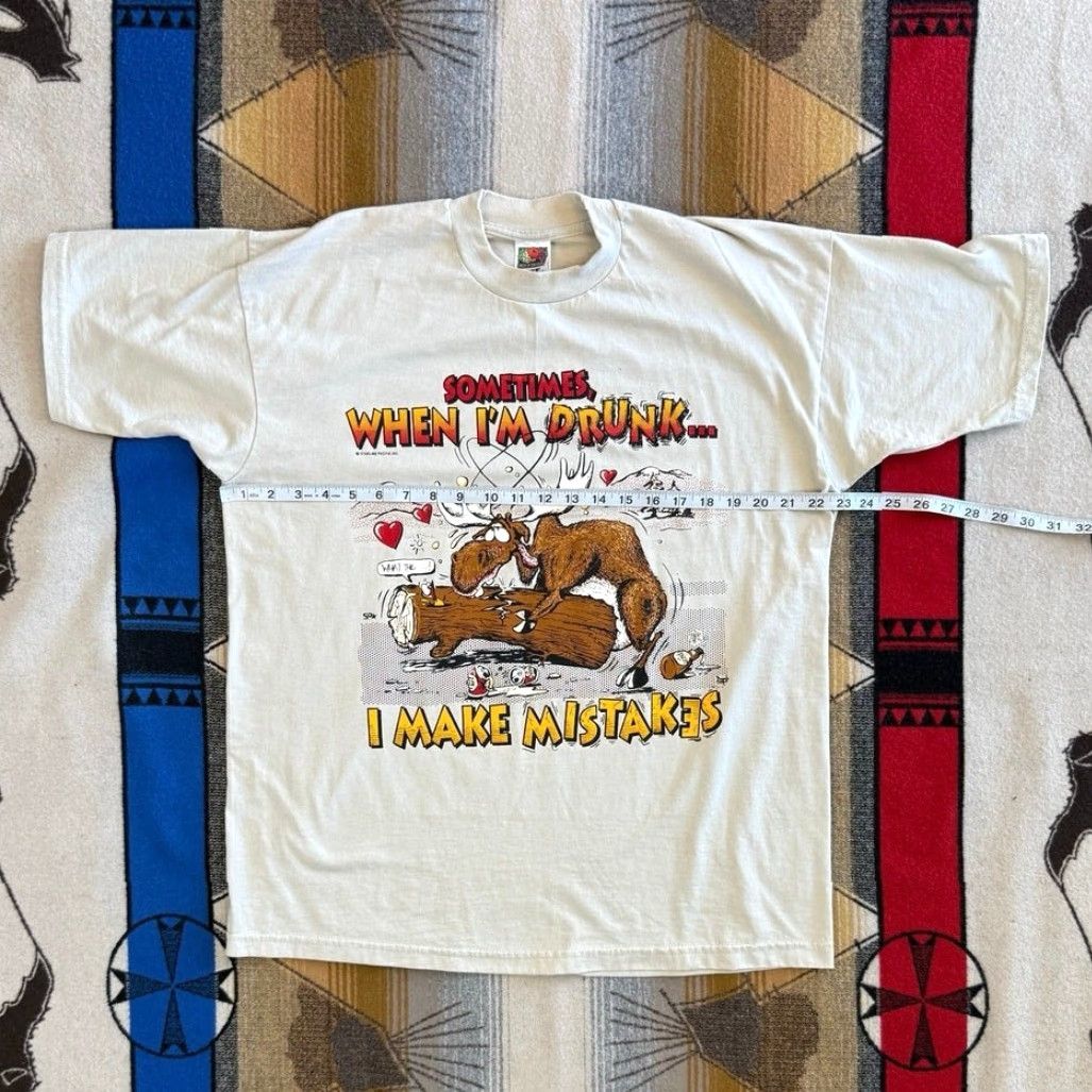 Fruit Of The Loom VINTAGE Drunk Funny Beer Party T-Shirt XL Men 90s Fruit of the Loom Gray Short Sleeve Size US XL / EU 56 / 4 - 4 Thumbnail