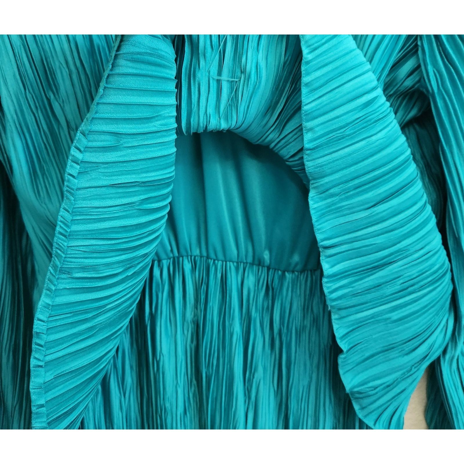 Other Green Blue Teal Pleated Material Beaded Rhinestone Dress 16 Size XXL / US 16-18 / IT 52-54 - 4 Thumbnail