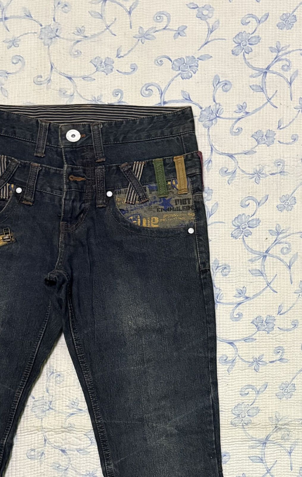 Japanese Brand Japanese Doublefocus Double Waist Jeans Low Flared Denim Size US 31 - 7 Thumbnail