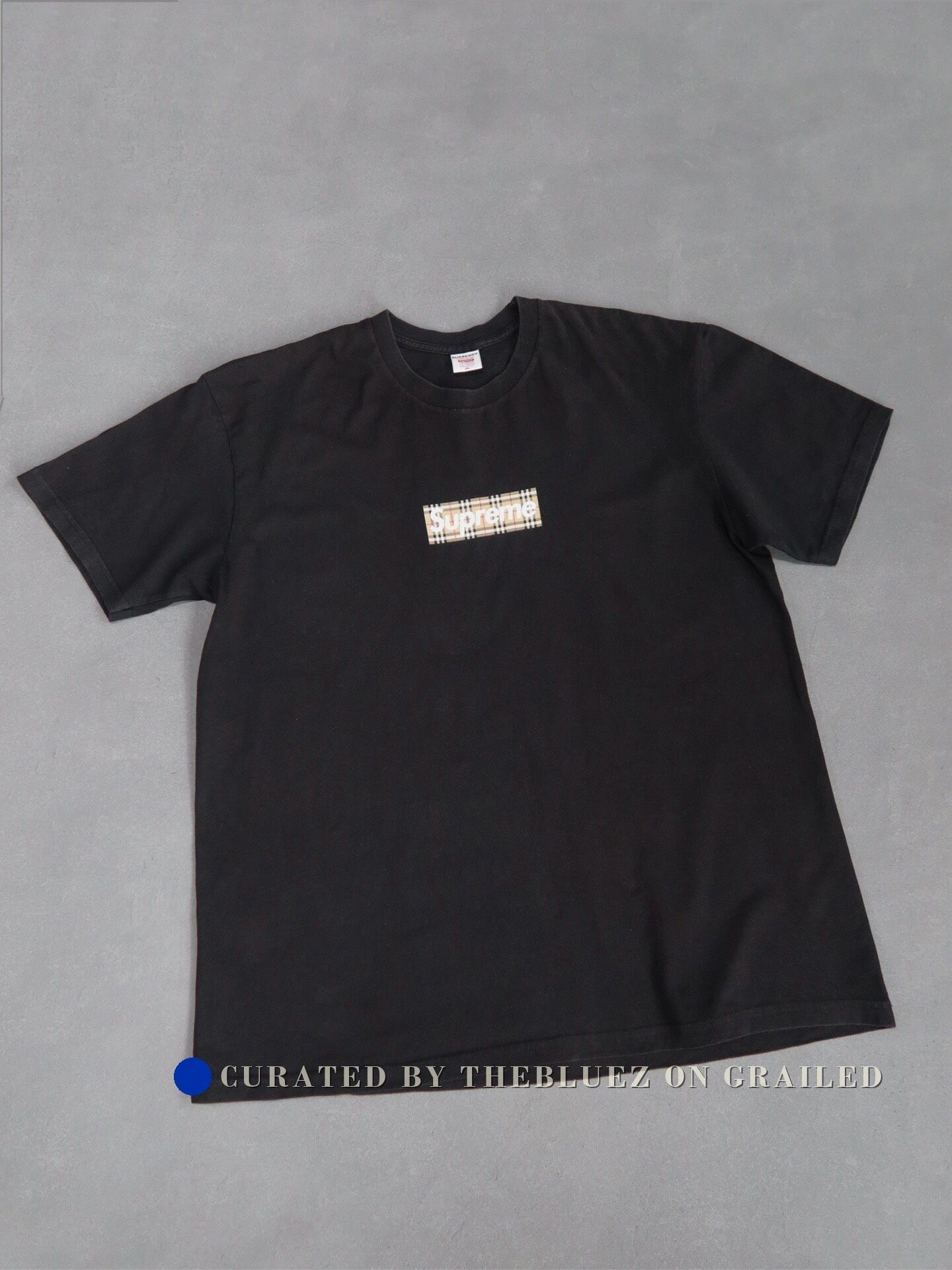 Burberry × Supreme Supreme x Burberry Box Logo Tee Black | Grailed