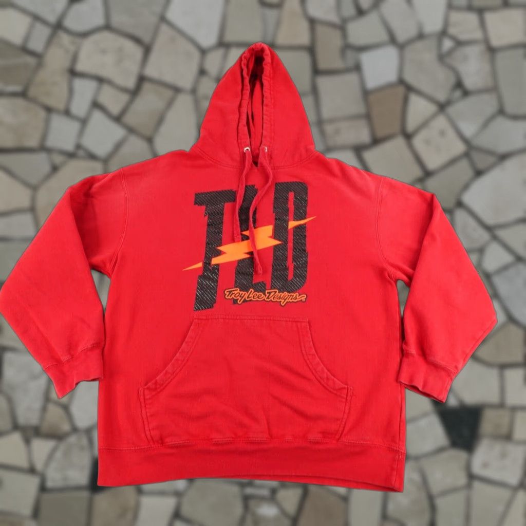 Vintage Troy Lee Designs Hoodie Mens L Red Graphic Print Logo Pullover Hooded Pockets Racing Outdoors - 90s? Size US L / EU 52-54 / 3 - 1 Thumbnail