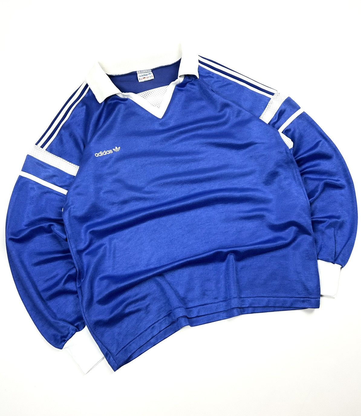 Adidas RARE Adidas 80s Vintage Soccer Jersey Blue L Made in France Size US L / EU 52-54 / 3 - 5 Thumbnail