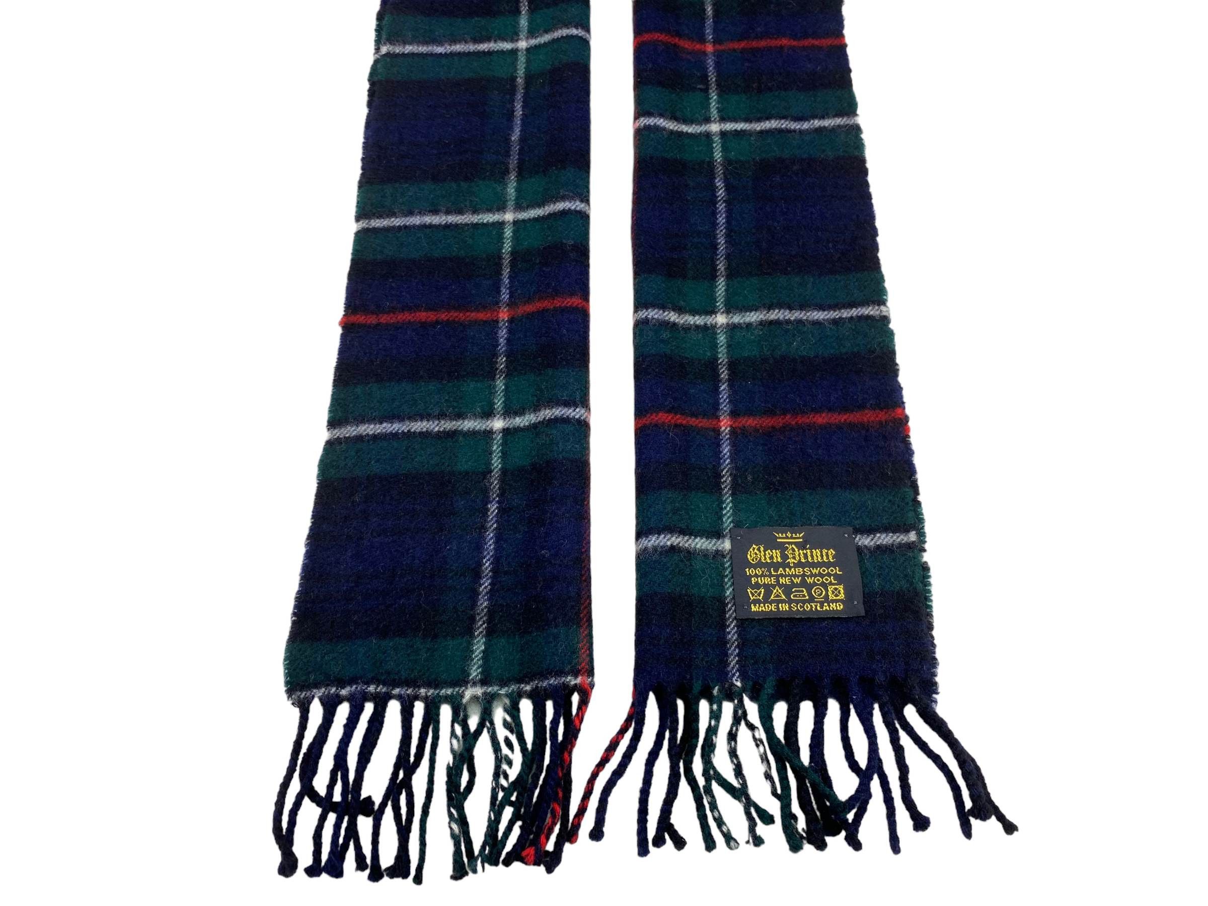 Vintage Glen Prince Vintage Lambswool Checkered Scarf – Navy Size ONE SIZE - 6 Thumbnail
