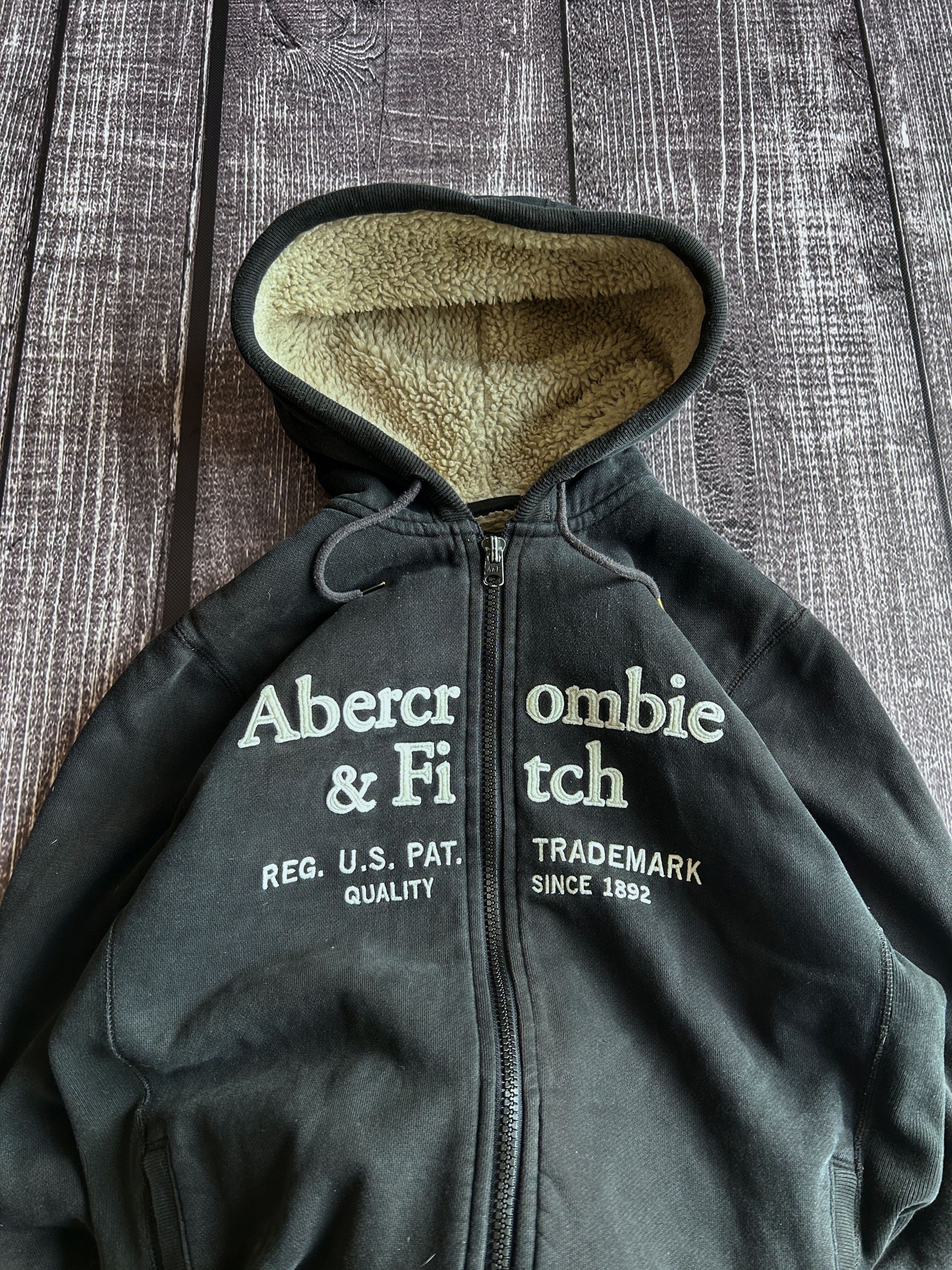 Abercrombie & Fitch Abercrombie Sherpa Lined Zip Hoodie Black Y2K Jacket Size US M / EU 48-50 / 2 - 3 Thumbnail