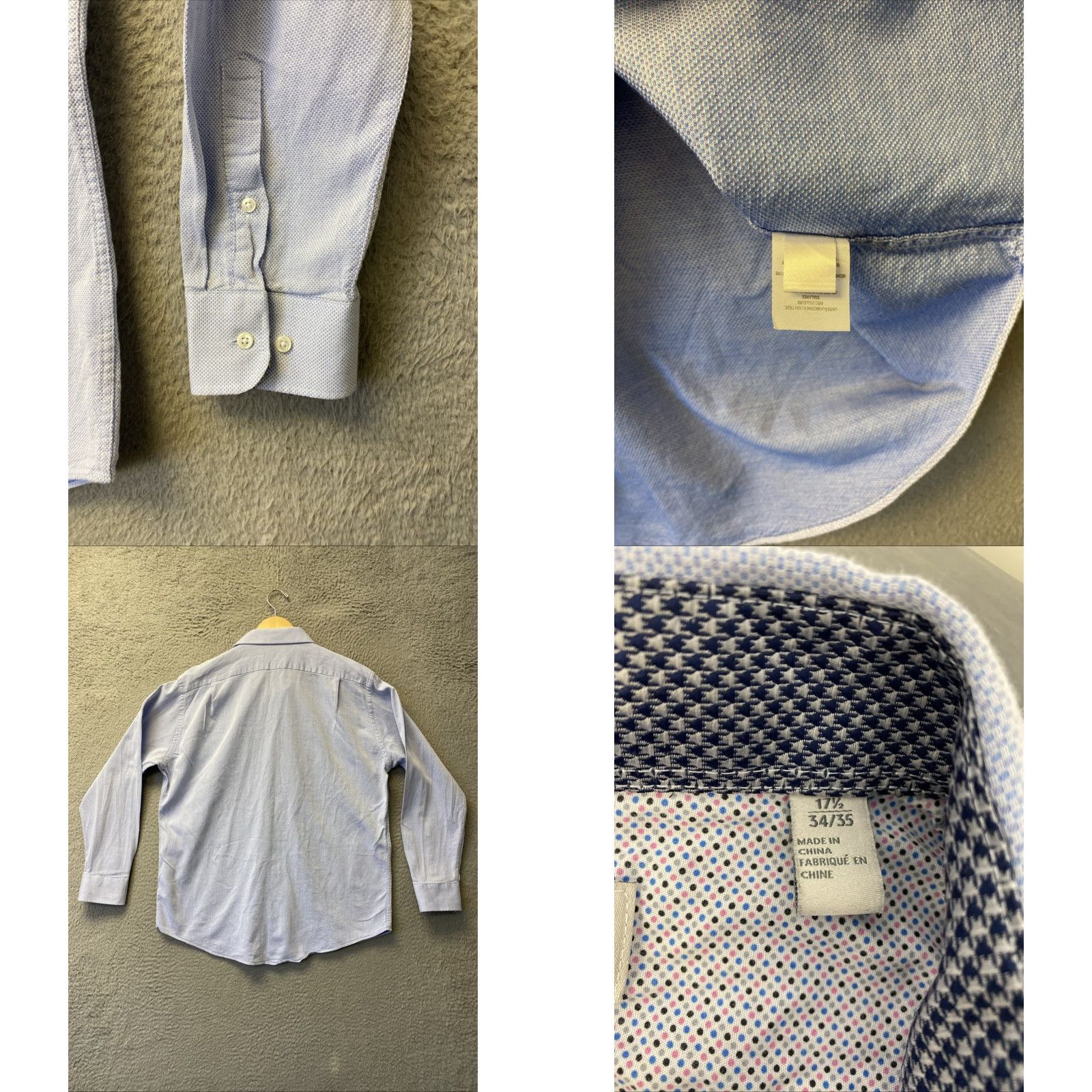 Nordstrom Nordstrom Nordstrom Rack Button Shirt Mens 17 34/35 Blue Patterned Dress Shirt Slim 100% Cotton Regular Computer N/A Size US XL / EU 56 / 4 - 8 Thumbnail