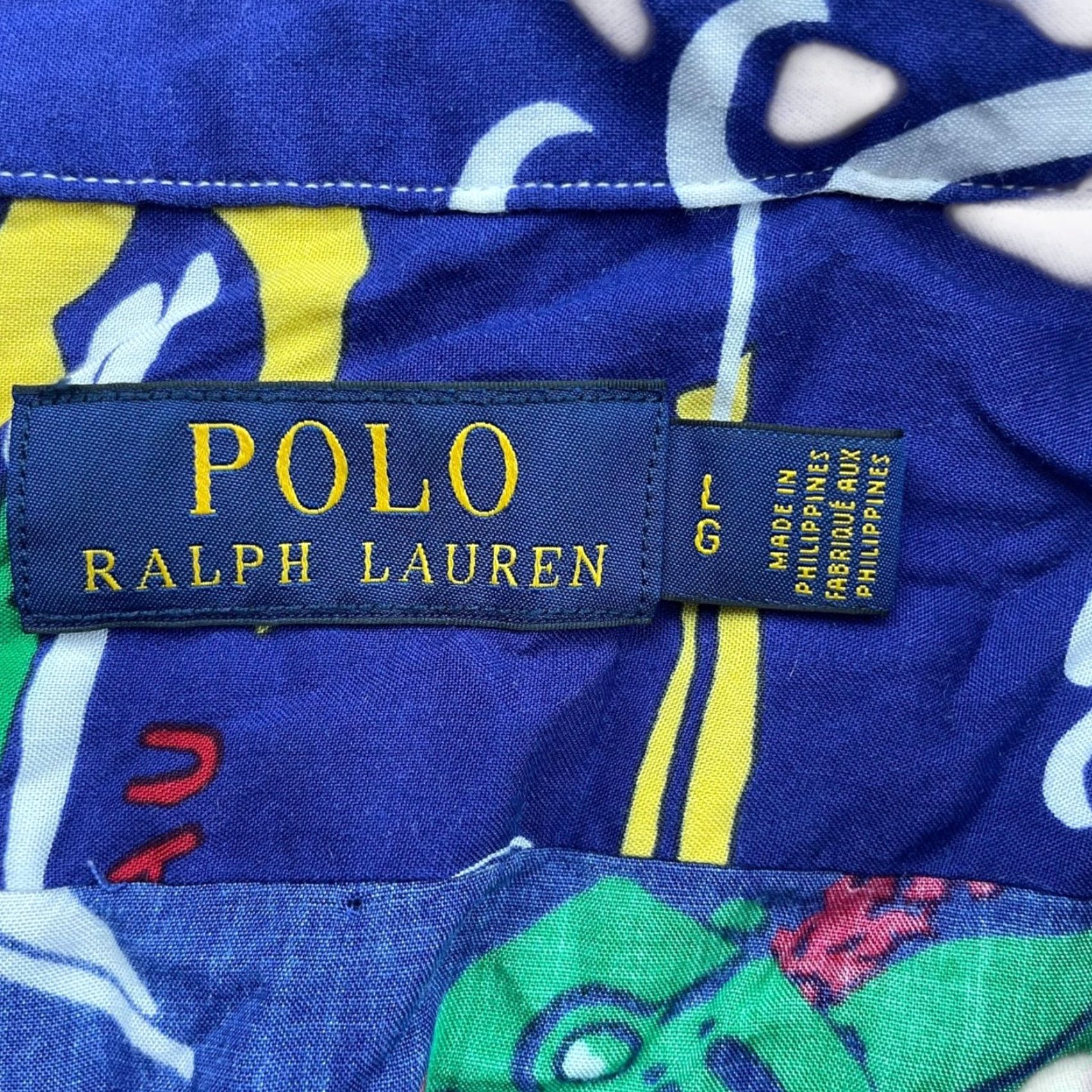 Polo Ralph Lauren Shirt Men’s Aloha Hawaiian Luau Camp Shirt Blue Large 100% Viscose Short Sleeve Button-Up Floral Mens