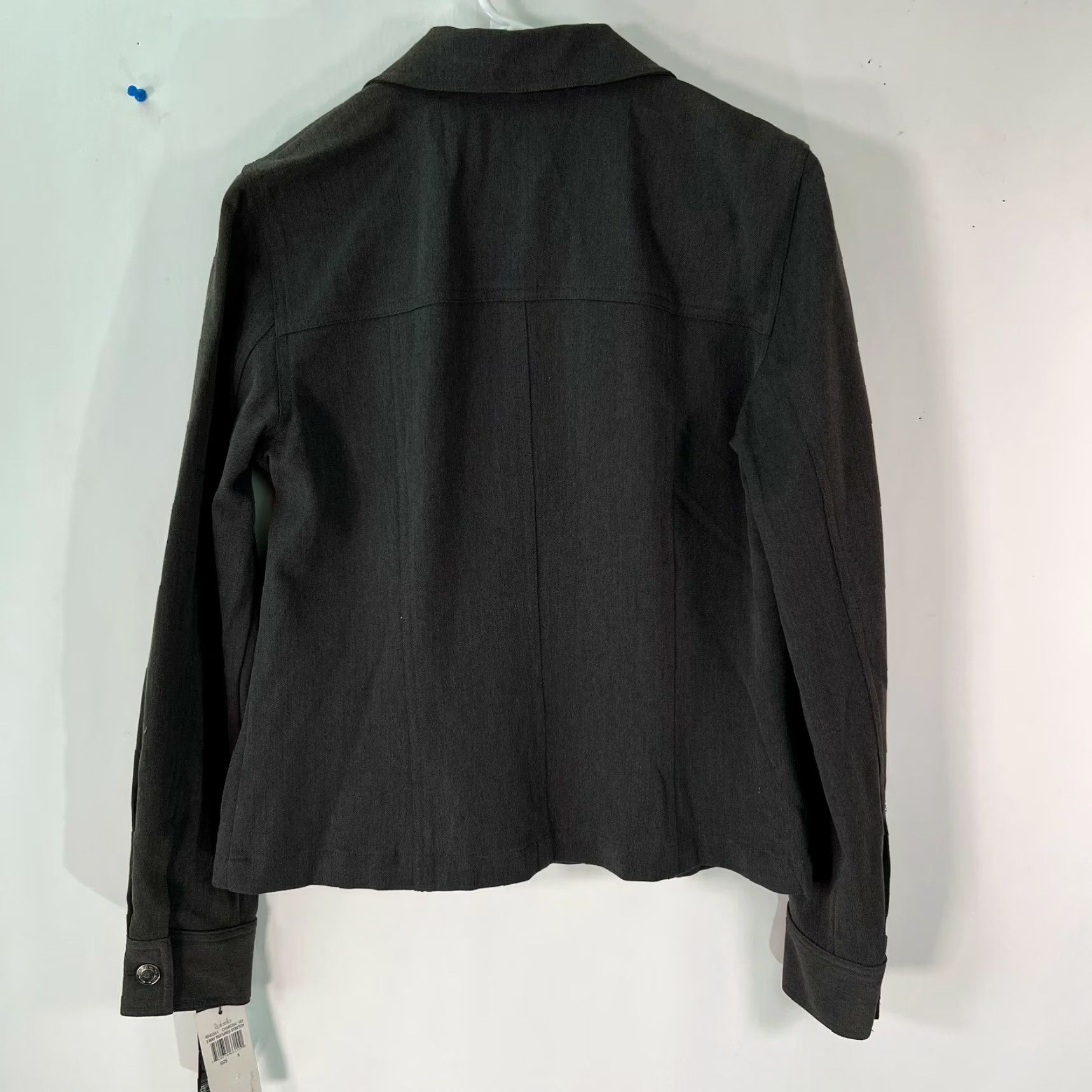 Vintage Rafaella Womens Charcoal Gray Jacket 2 Way Textured Stretch Long Sleeve Size 6 - Classic Casual Jacket Womens Size M / US 6-8 / IT 42-44 - 2 Thumbnail