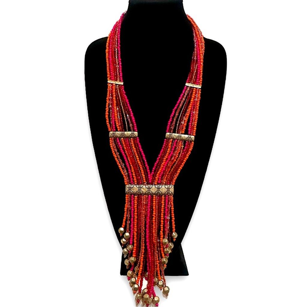 Chicos CHICO’S Pink & Orange Beaded Statement NWT Size ONE SIZE - 3 Thumbnail