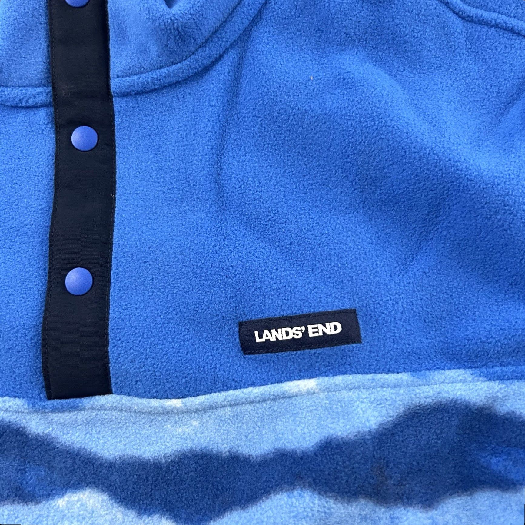 Lands' End Lands' End Pullover Jacket Mens Large Blue Snap Fleece Button 42-44 Shirt Size US L / EU 52-54 / 3 - 2 Thumbnail
