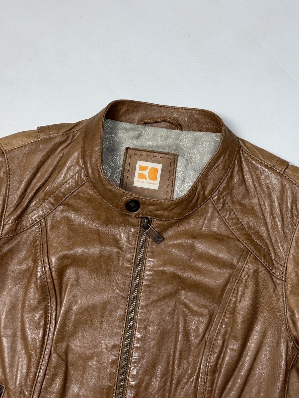 Hugo Boss Hugo Boss Orange Leather Jacket Size S / US 4 / IT 40 - 3 Thumbnail