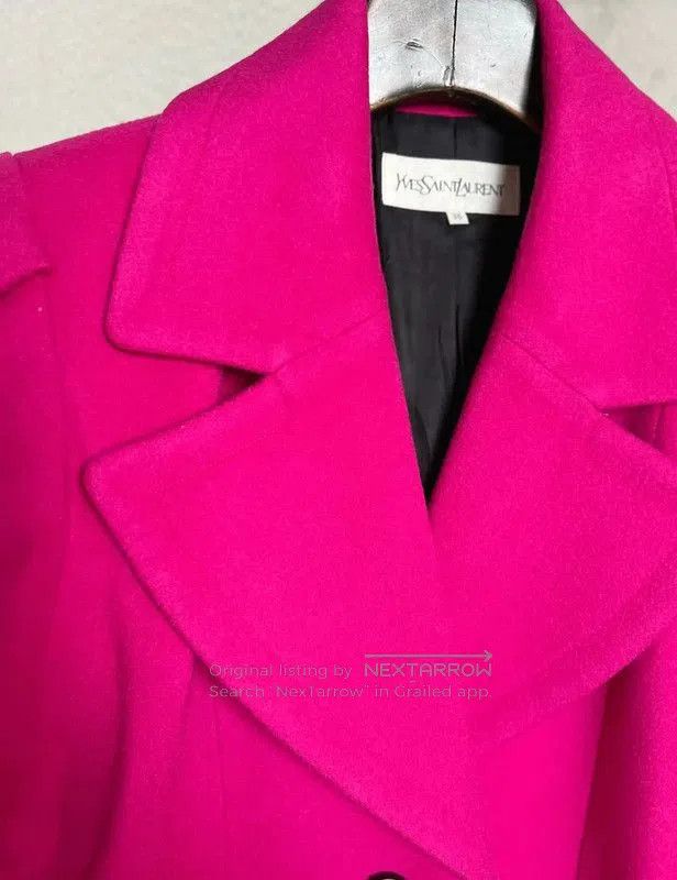 Yves Saint Laurent Yves Saint Laurent Bright Pink Wool Blend Coat . Size XXS / US 00 / IT 34 - 5 Thumbnail