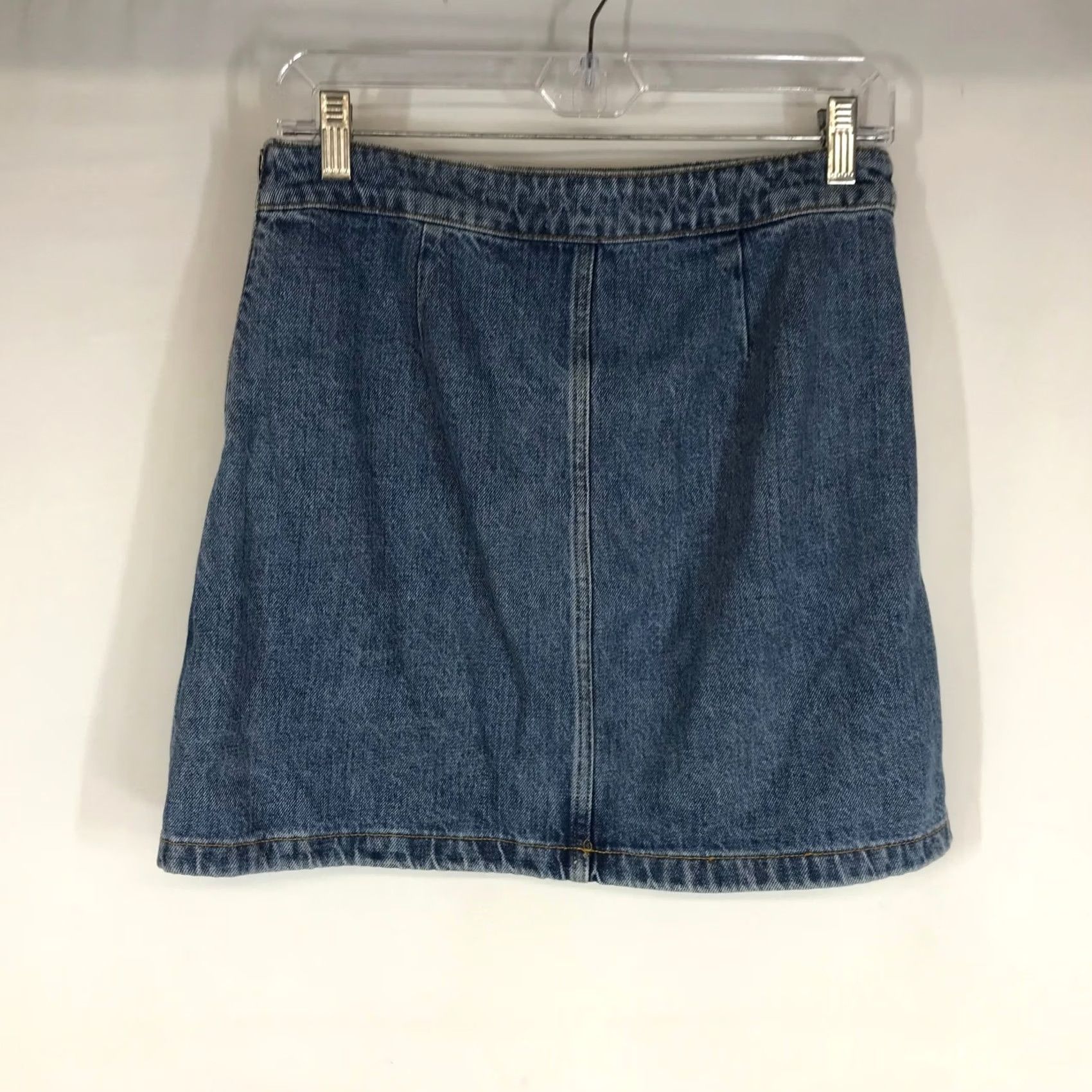 Vintage Wilfred Free Denim Mini Skirt Sz 8 High Waisted Side Zip Medium Wash A-Line Size 30" / US 8 / IT 44 - 4 Thumbnail